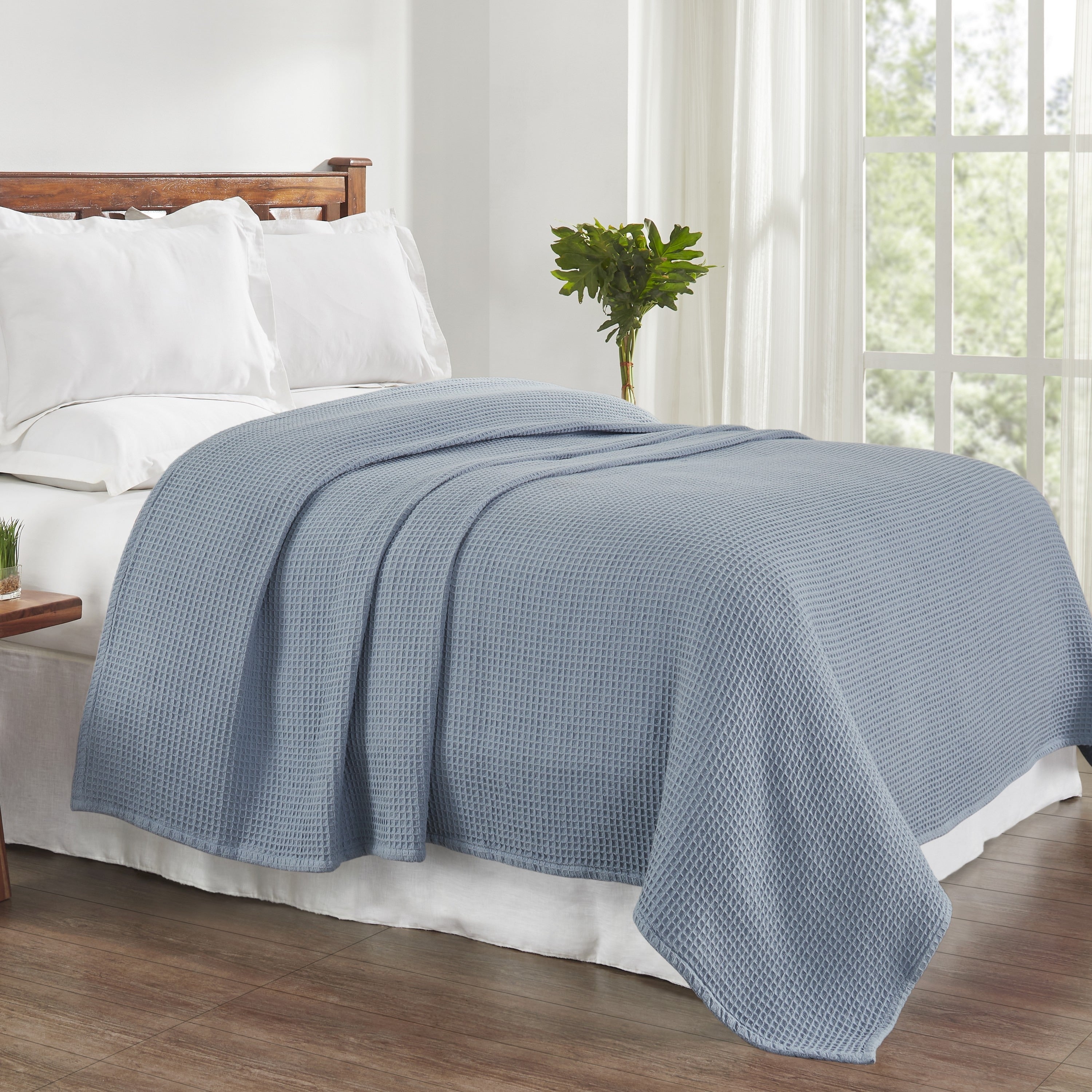 Tahari Home Samantha Soft Waffle Textured Cotton Blanket