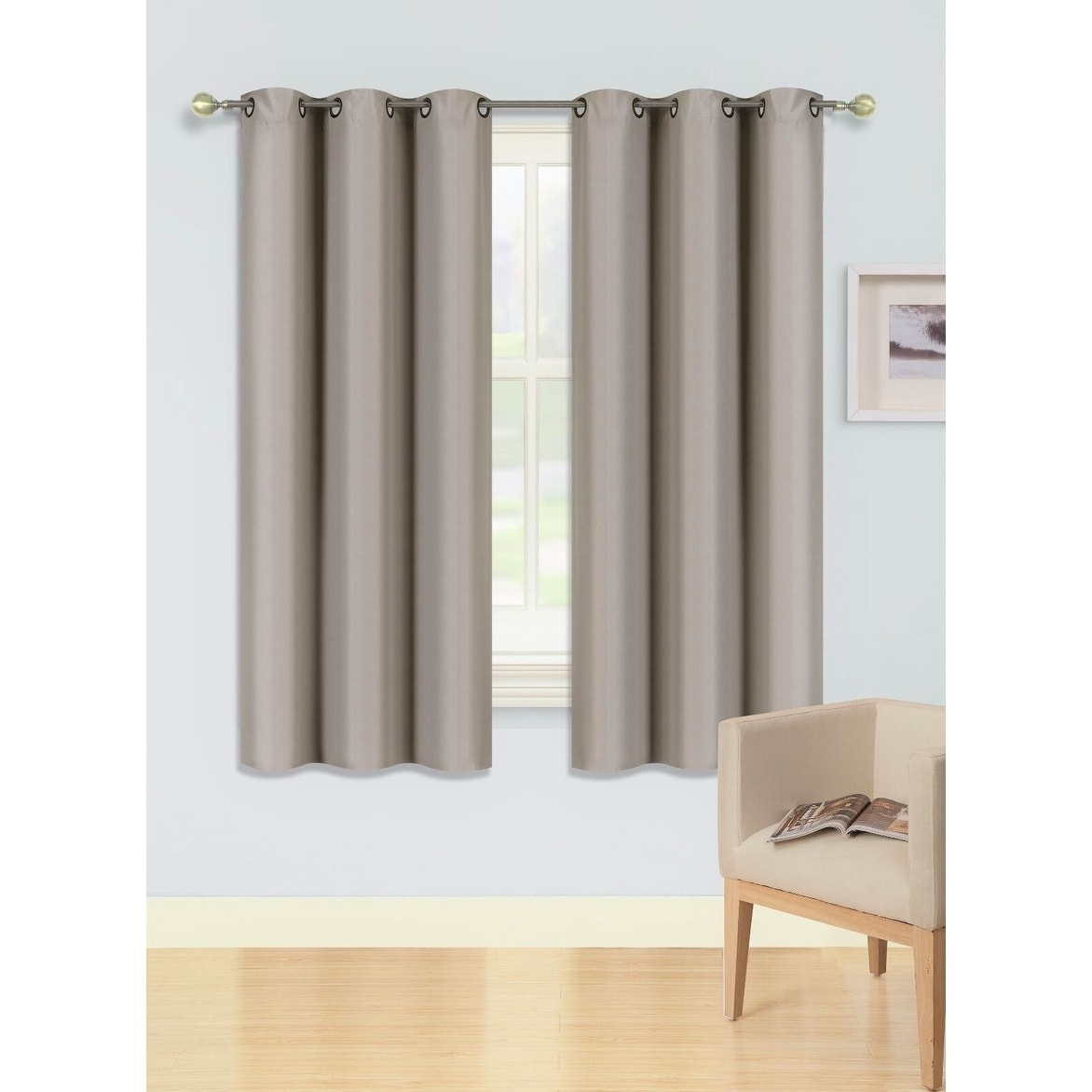 2 Pcs 63 Inch Heavy Insulated Blackout Curtain Panels