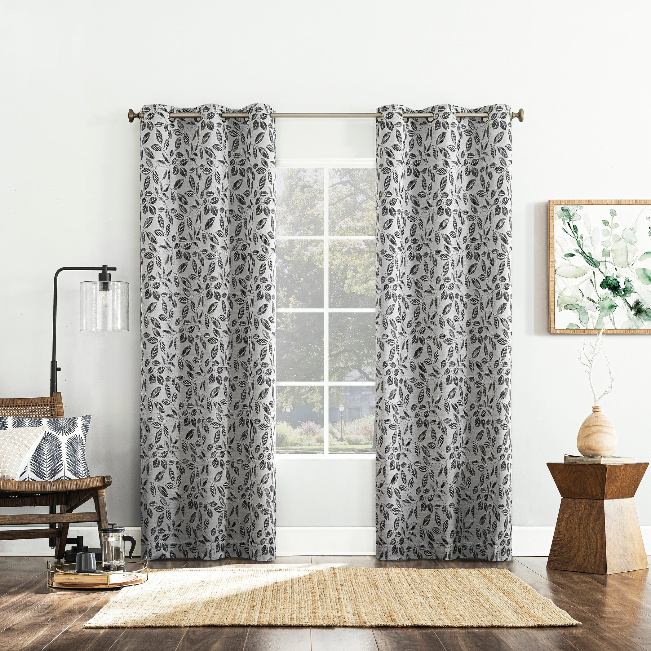 Sun Zero Satti Embroidered Leaf Total Blackout Grommet Curtain Panel, Single Panel