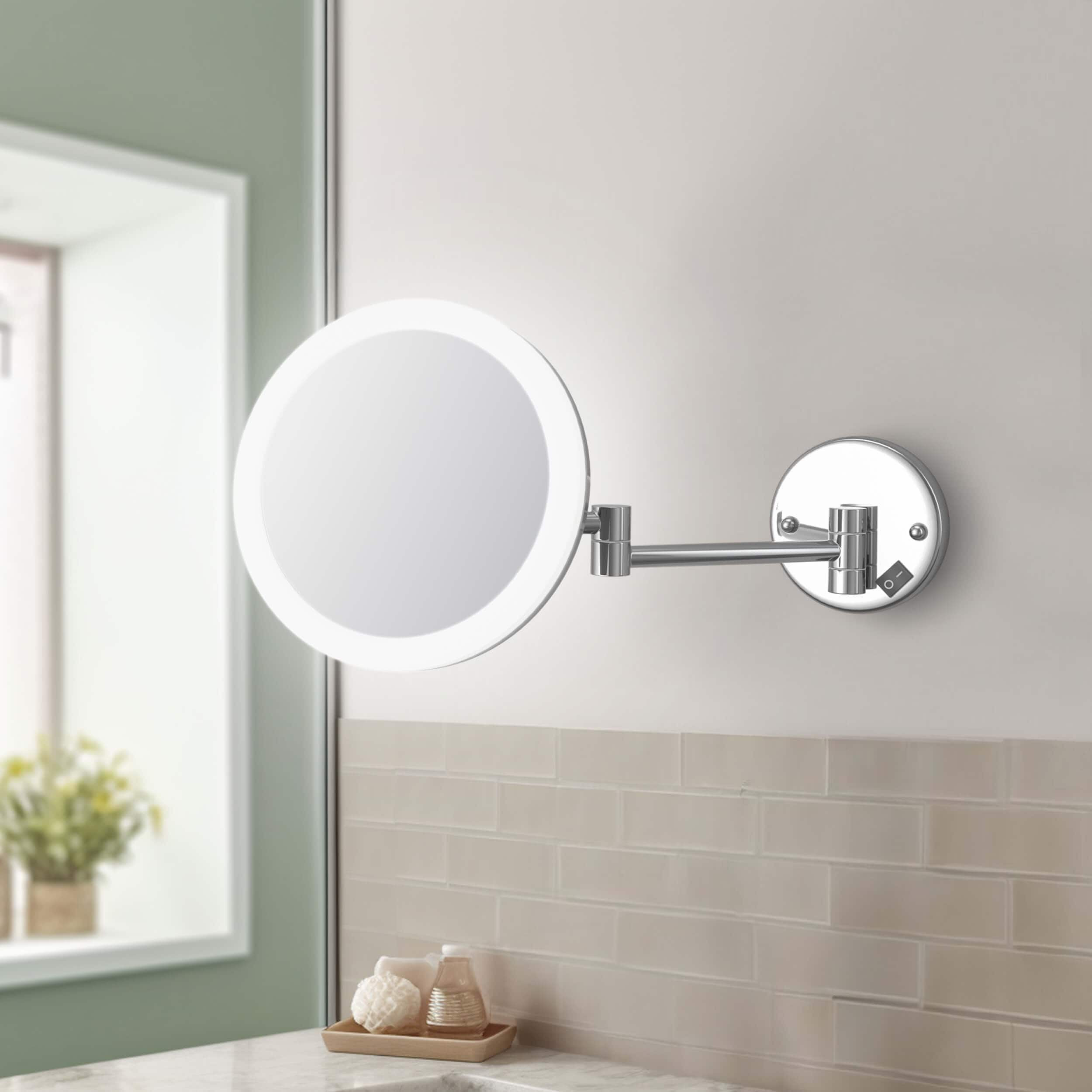 Circular LED Wall Mount One Side 5x Magnifying Make Up Mirror