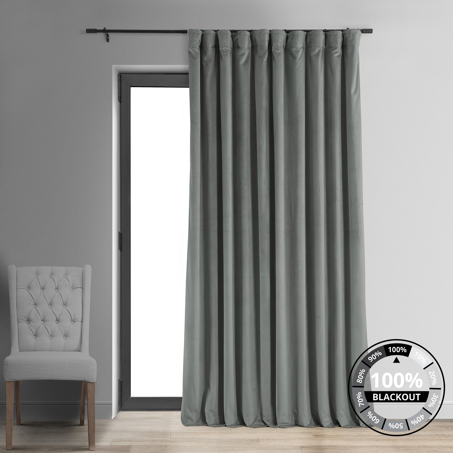 Exclusive Fabrics Signature Extra Wide Velvet Blackout Curtain (1 Panel) - Luxurious Blackout Drapery for Elegant Décor