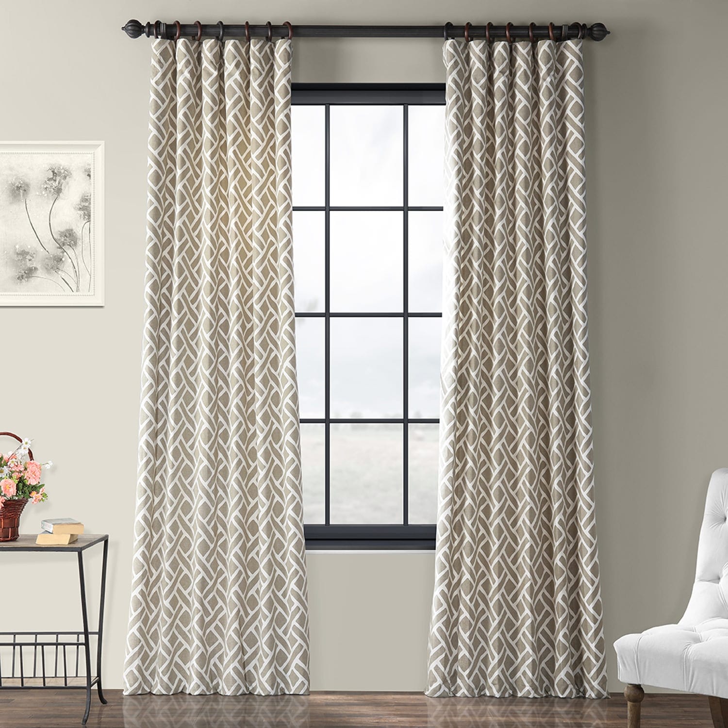 Exclusive Fabrics Martinique Geo Contemporary Cotton Room Darkening Curtain (1 Panel)