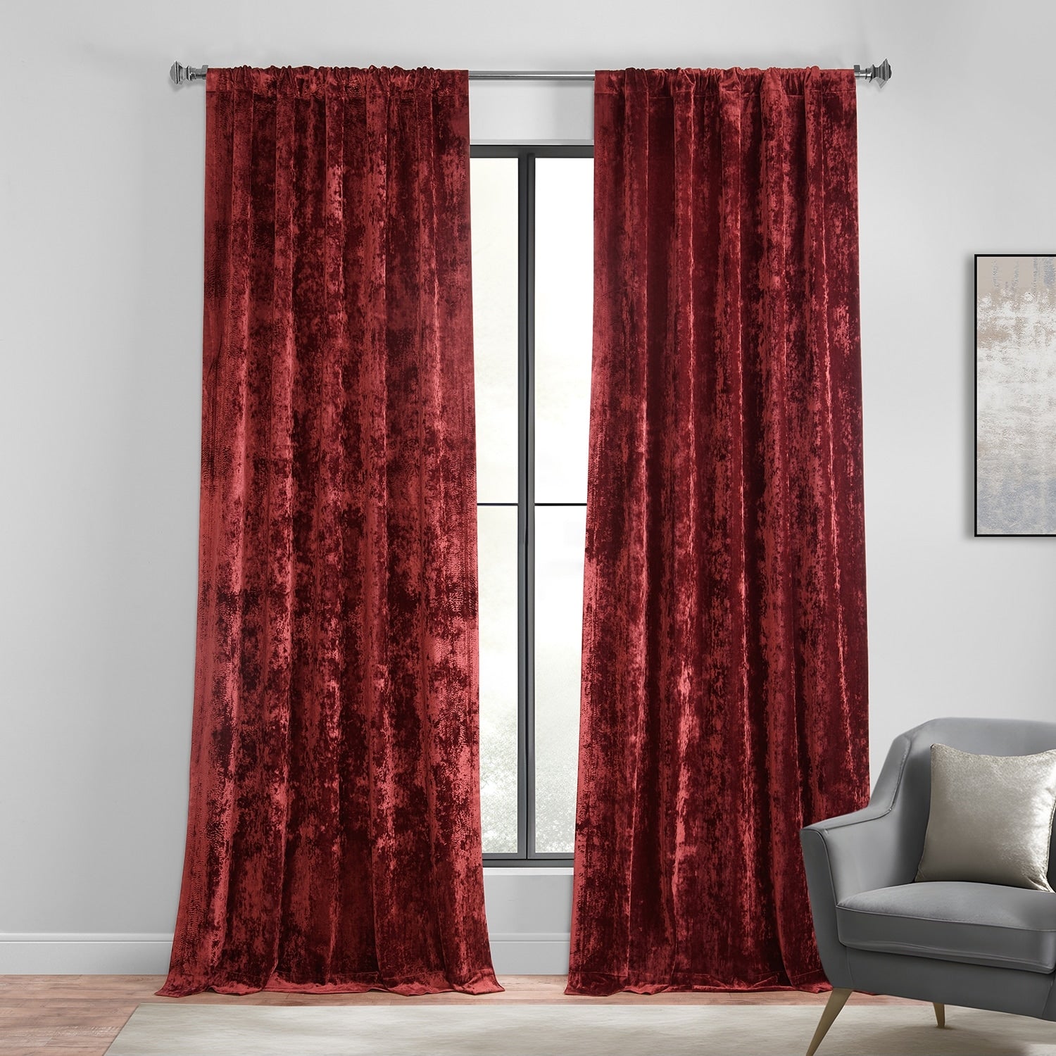 Exclusive Fabrics Lush Crush Velvet Curtains - Room Darkening Curtain for Bedroom & Living Room (1 Panel)