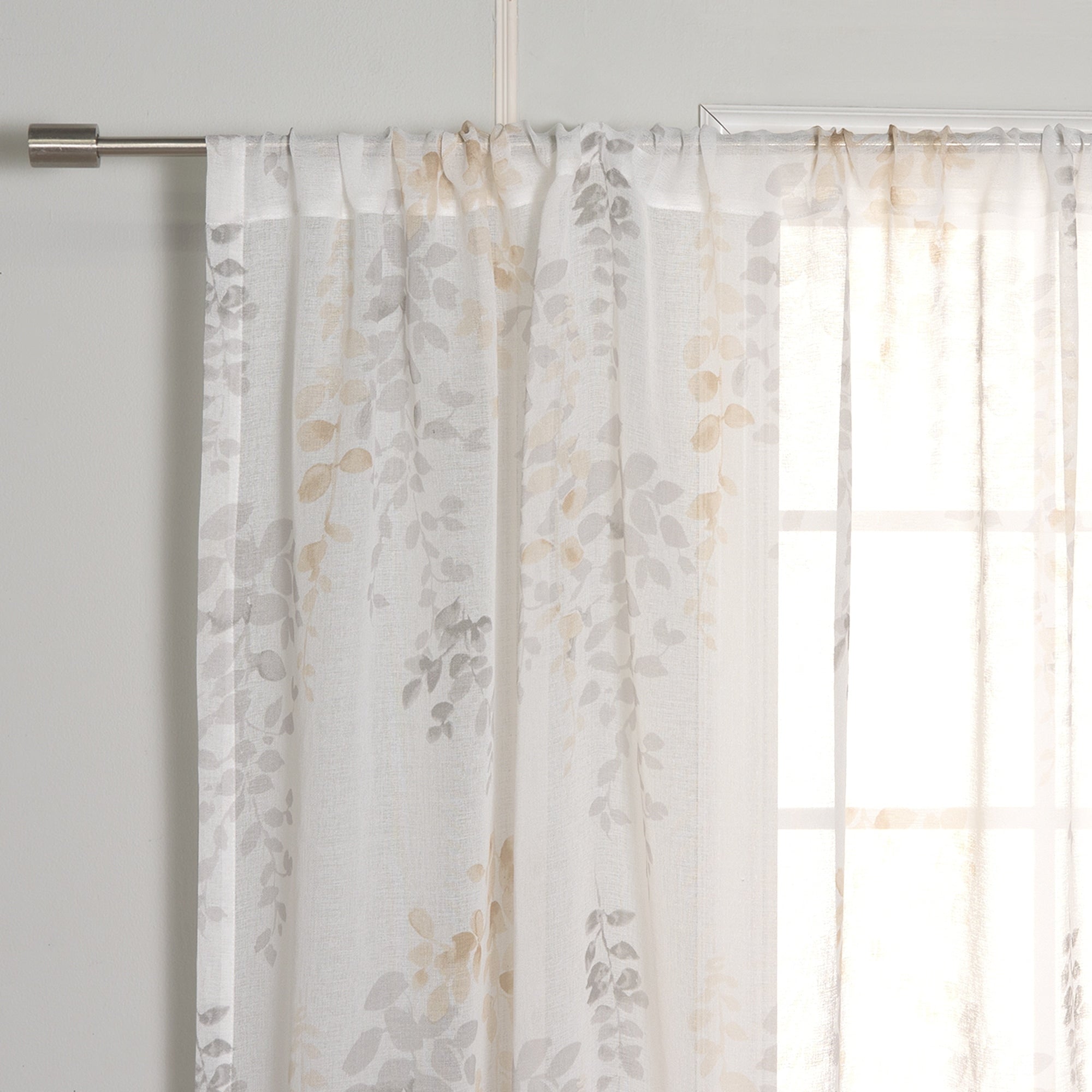 Aurora Home Sheer Watercolor Leaves Curtains