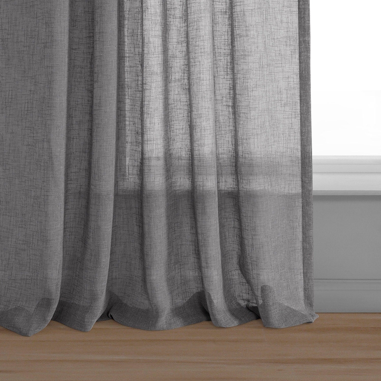 Exclusive Fabrics Solid Faux Linen Sheer Curtain (1 Panel)