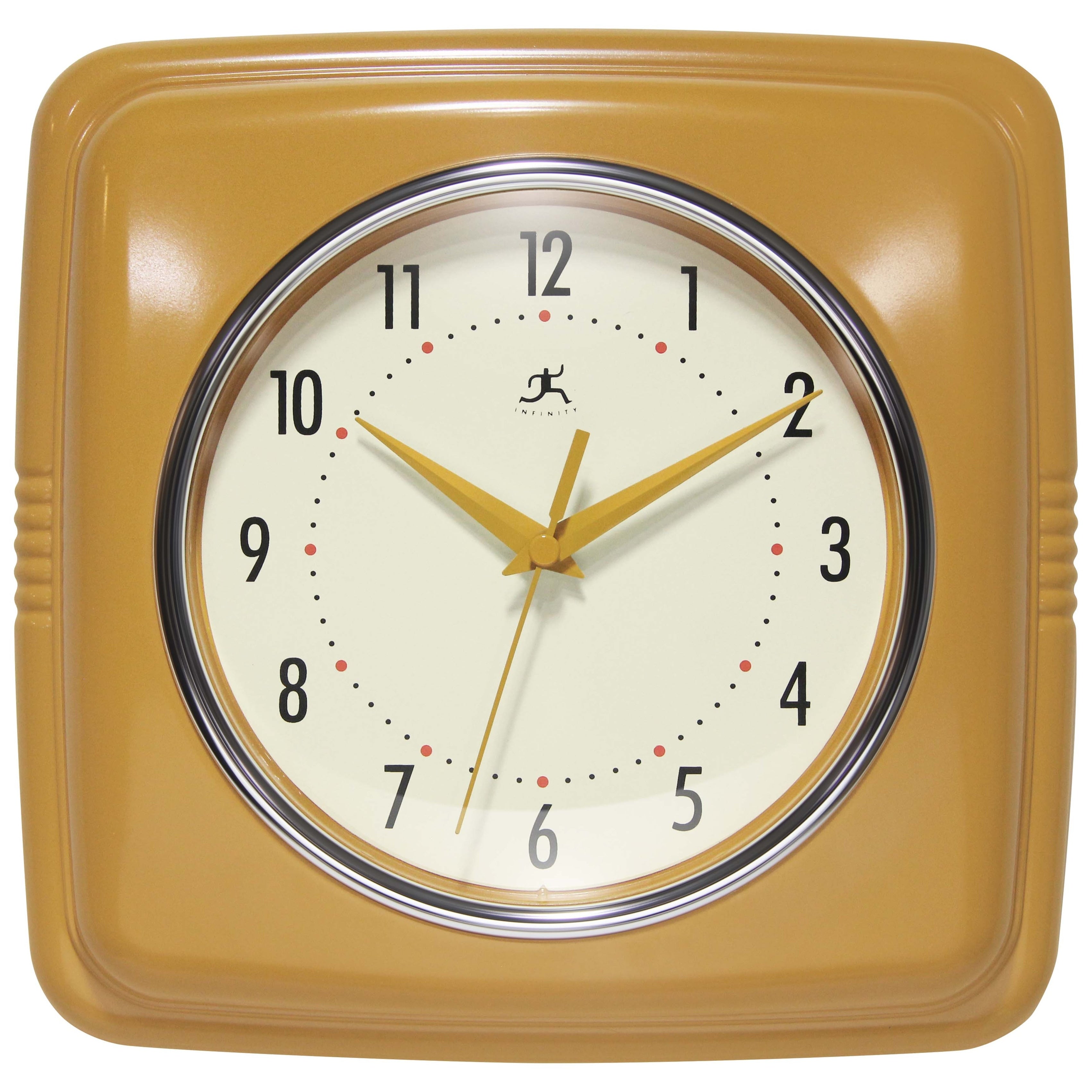 Infinity Instruments Retro 9.25-inch Square Wall Clock - 9.25 x 1.875 x 9.5