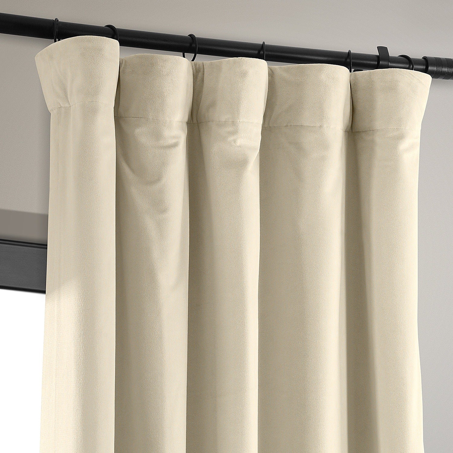 Exclusive Fabrics Signature Light Beige Velvet Curtain (1 Panel)