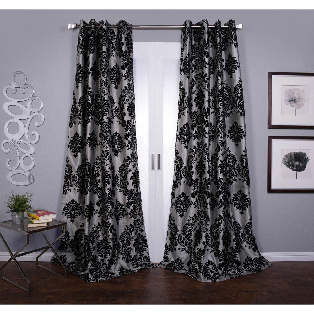 Silver Orchid Lucille Venetian Faux Silk Grommet Top Curtain Panel