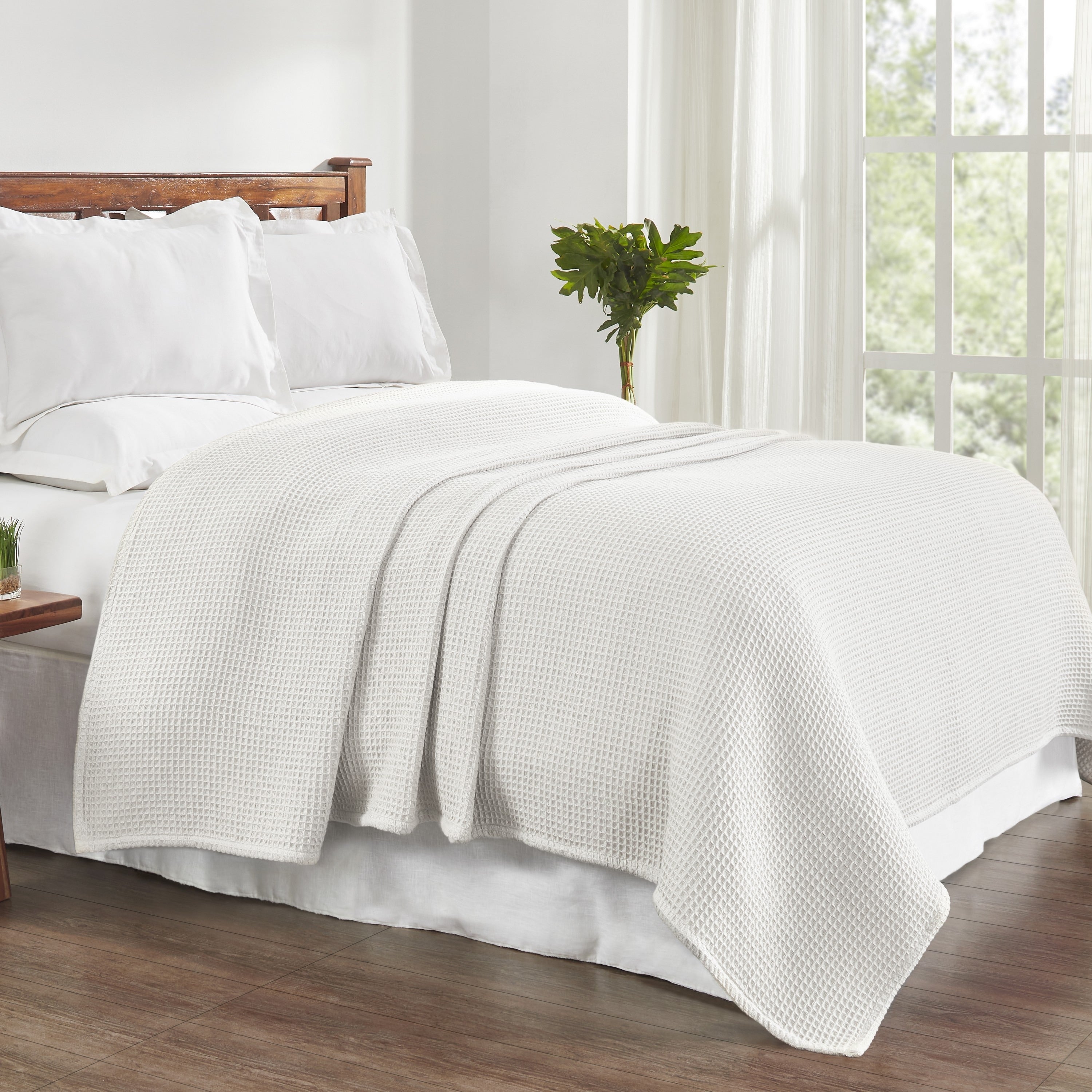 Tahari Home Samantha Soft Waffle Textured Cotton Blanket