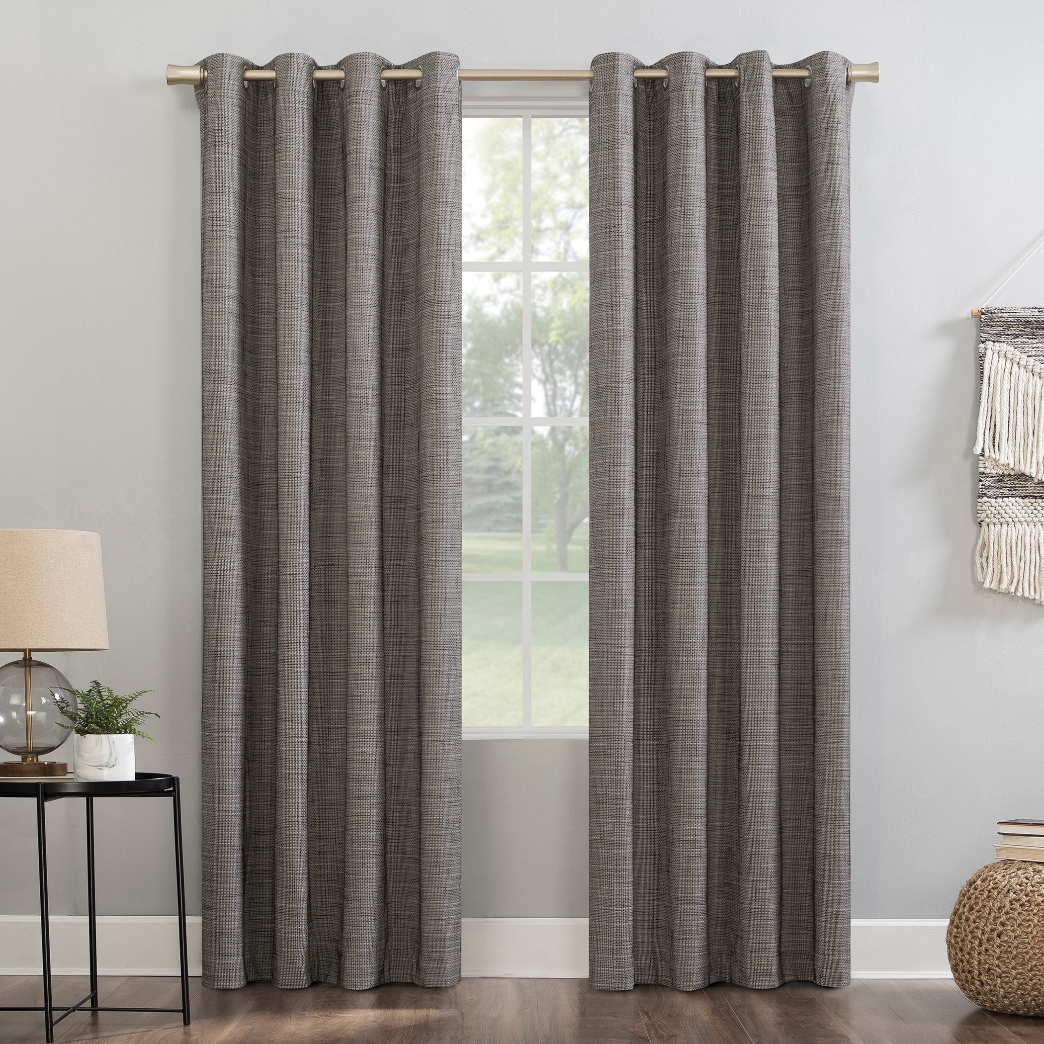 Sun Zero Kline Burlap Weave Thermal Extreme Total Blackout Grommet Curtain Panel, Single Panel