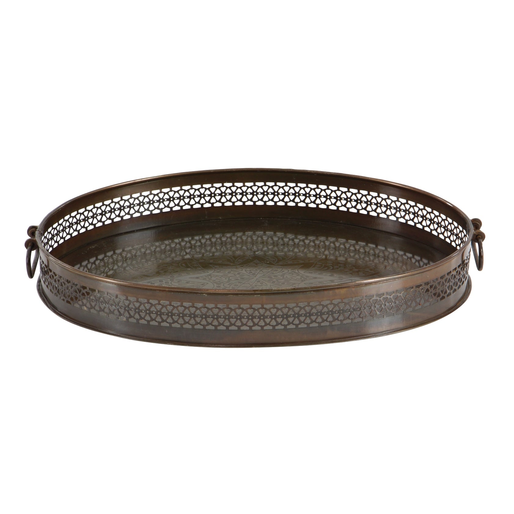 Metal Tray - Set of 2 Brown - Roche River Decor - 13W x 17L x 3H