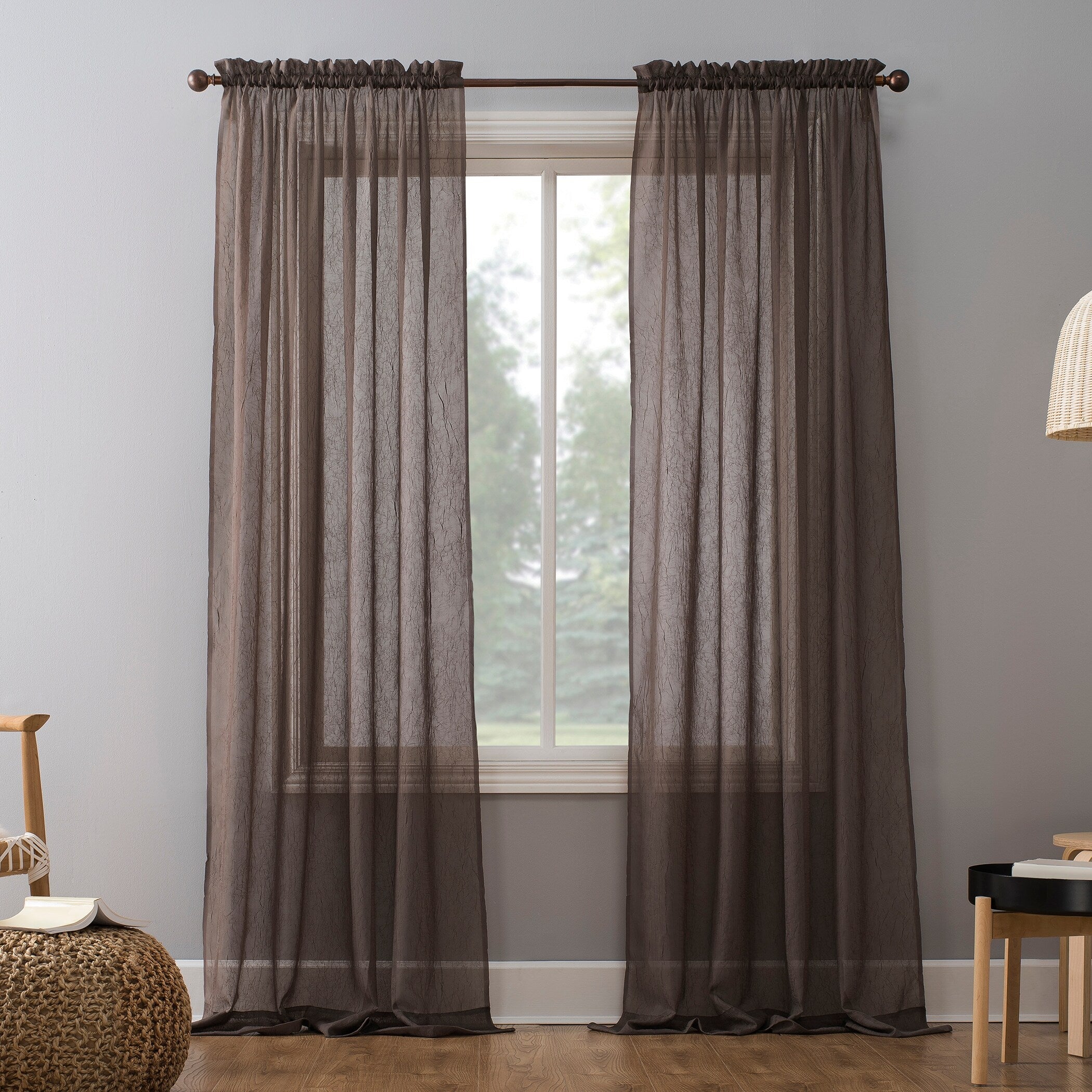 No. 918 Erica Crushed Voile Sheer Rod Pocket 1-Piece Curtain Panel, Single Panel