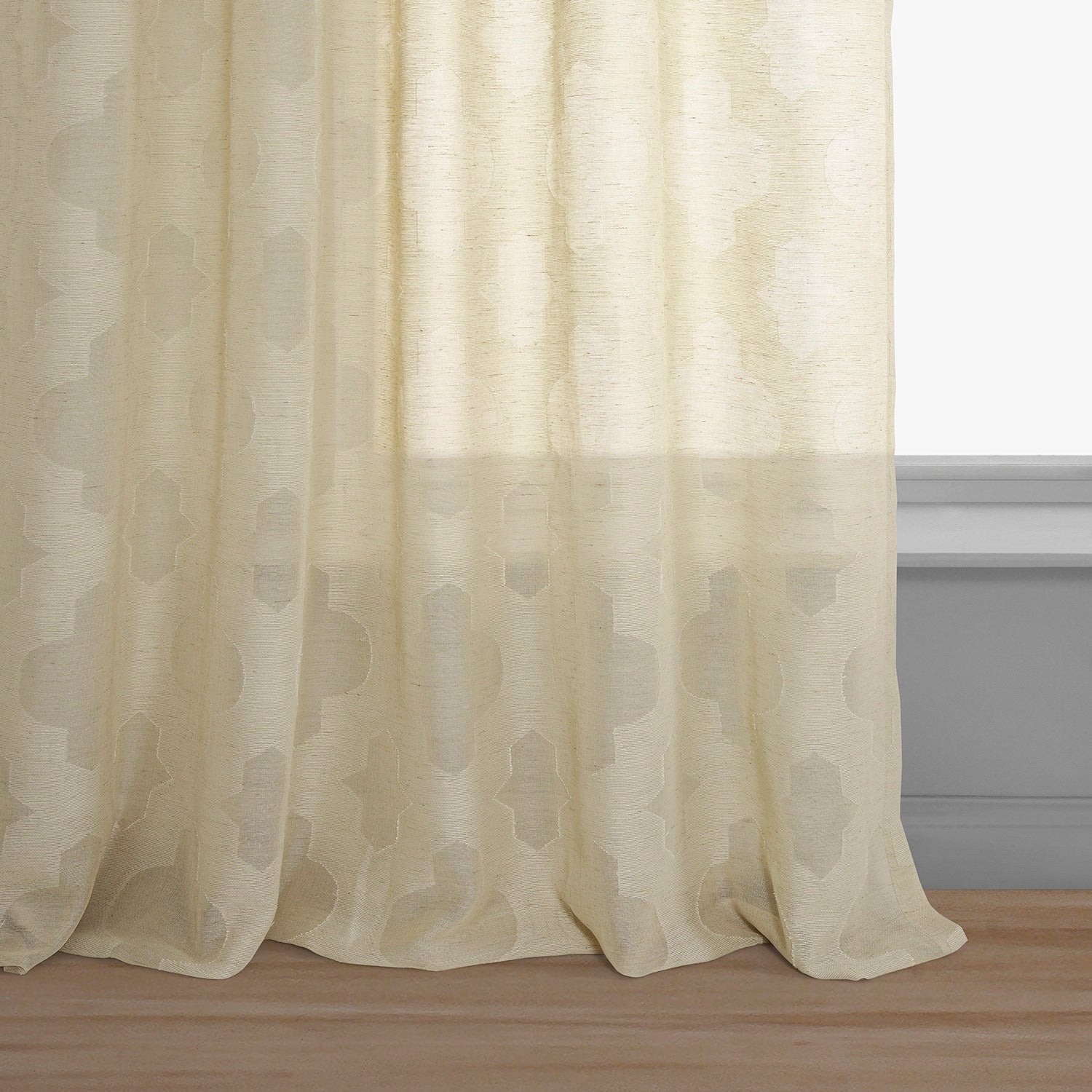 Exclusive Fabrics Calais Tile Patterned Faux Linen Sheer Curtain