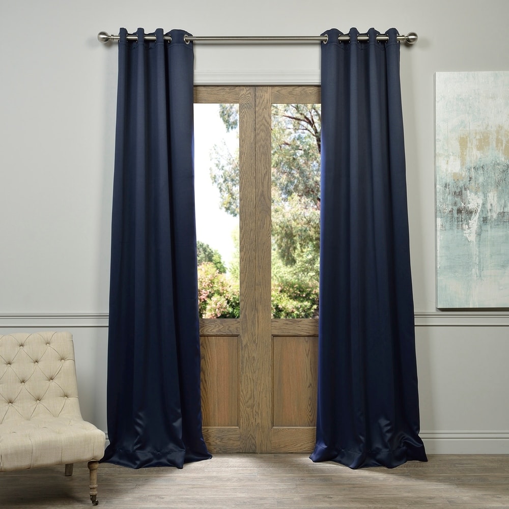 Exclusive Fabrics Navy Blue Grommet Room Darkening Curtain Panel Pair (2 Panels)