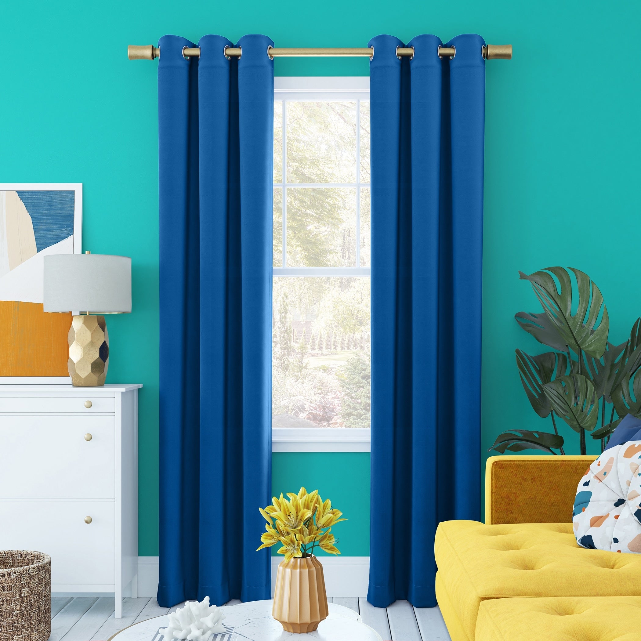 Sun Zero Harper Bright Vibes Total Blackout Grommet Curtain Panel, Single Panel