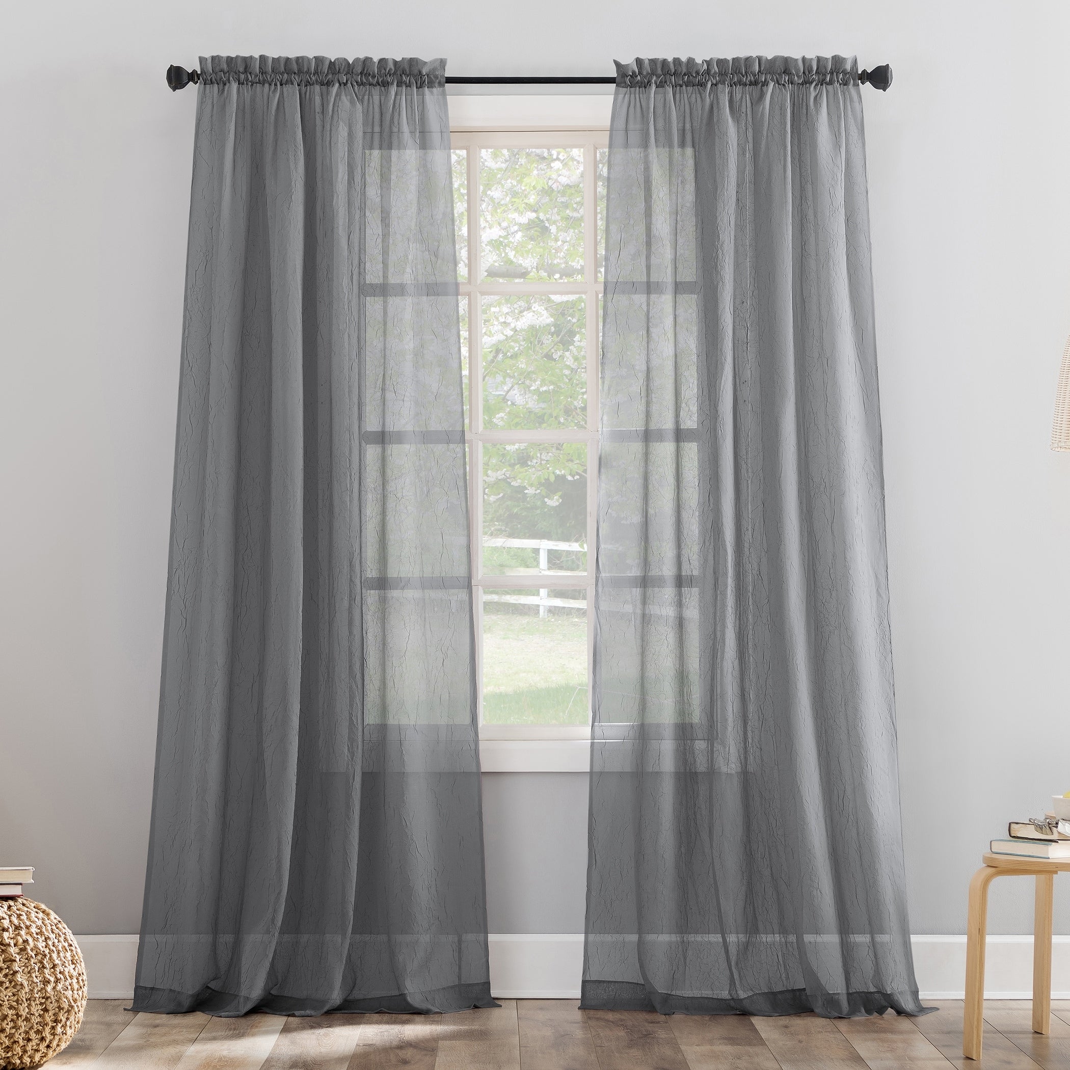 No. 918 Erica Crushed Voile Sheer Rod Pocket 1-Piece Curtain Panel, Single Panel