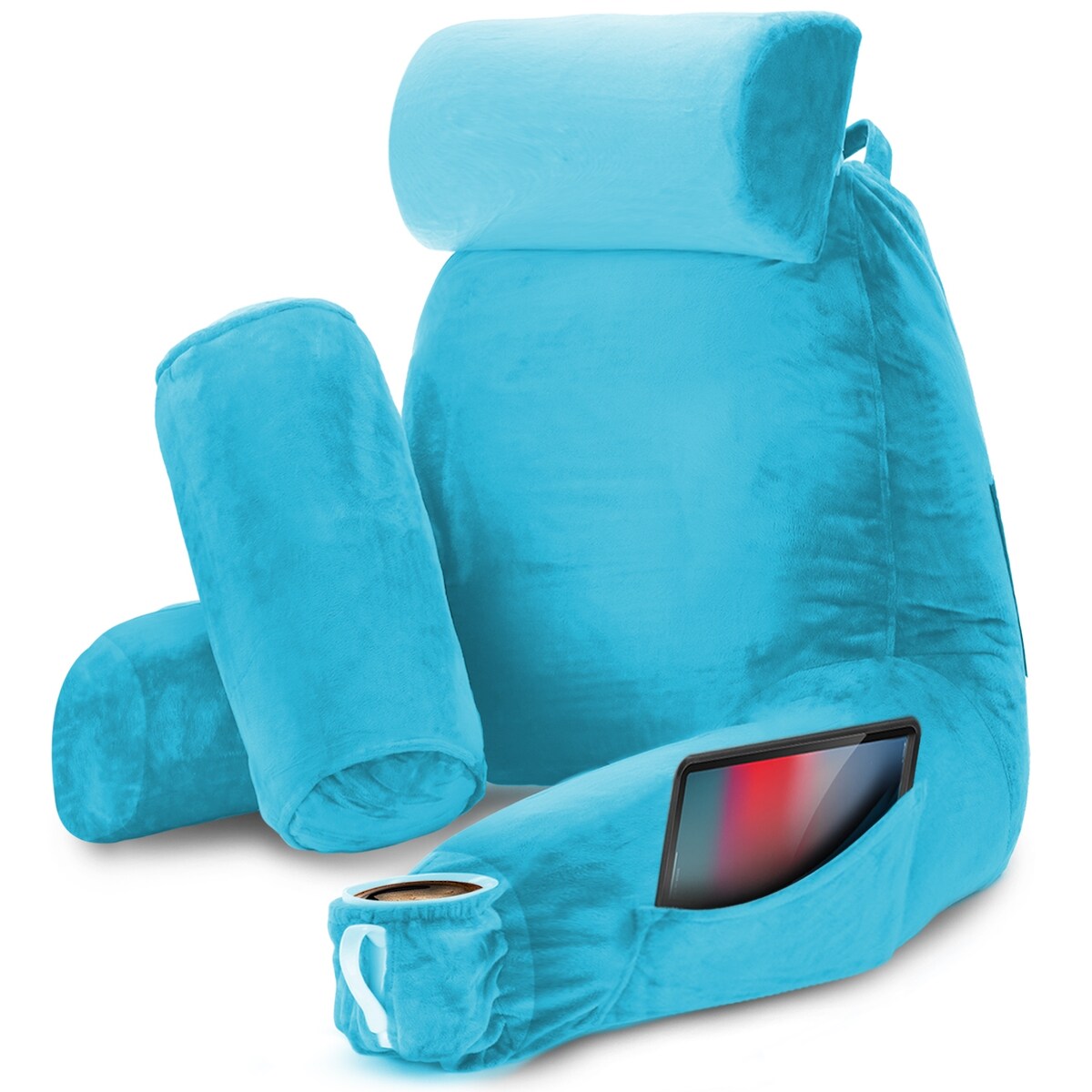 Nestl Memory Foam Reading Pillow with Backrest, Arms and Pockets