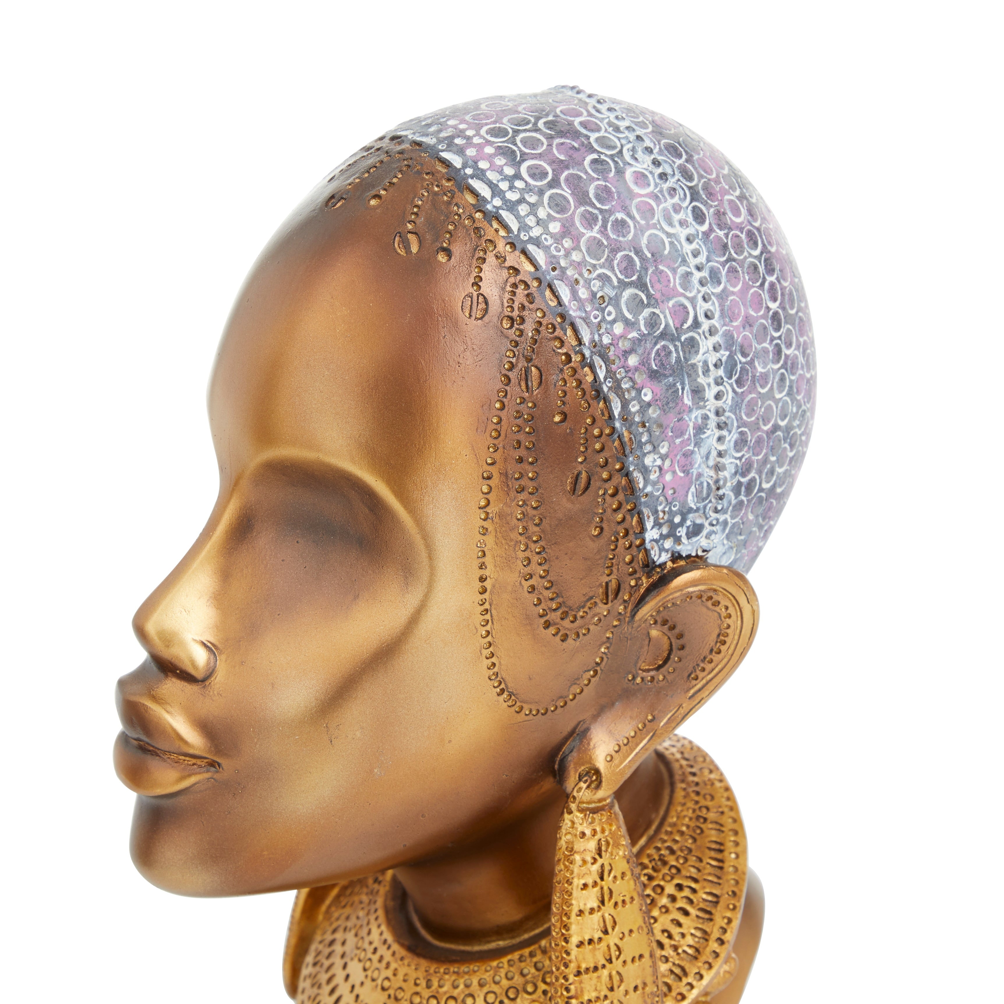 Captivating Polystone African Woman Sculpture (Set of 2) - Black or Gold