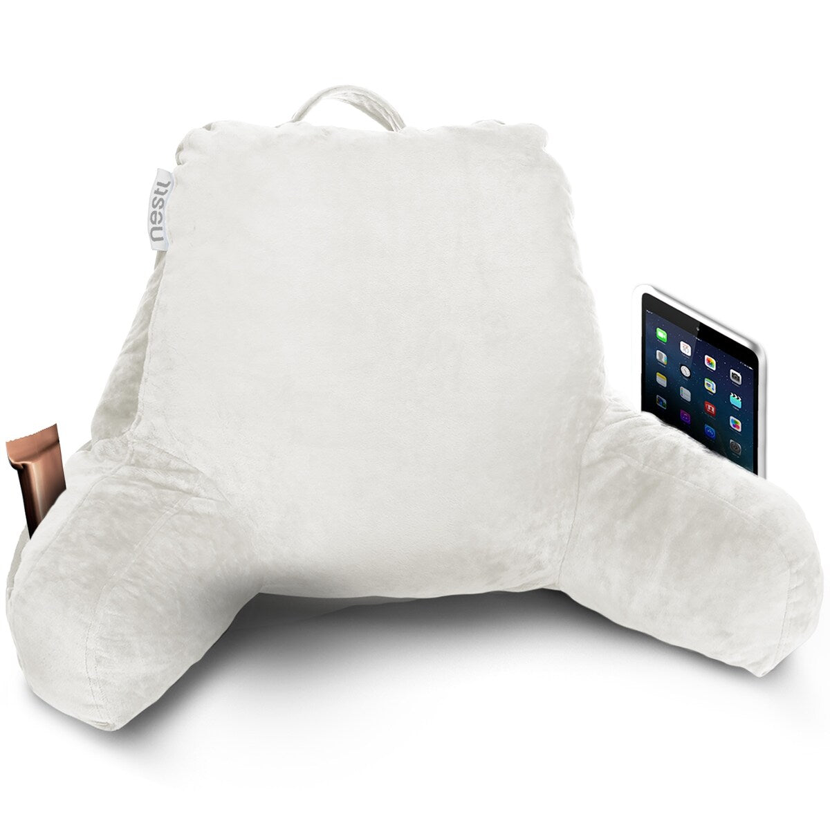 Nestl Memory Foam Reading Pillow with Backrest, Arms and Pockets