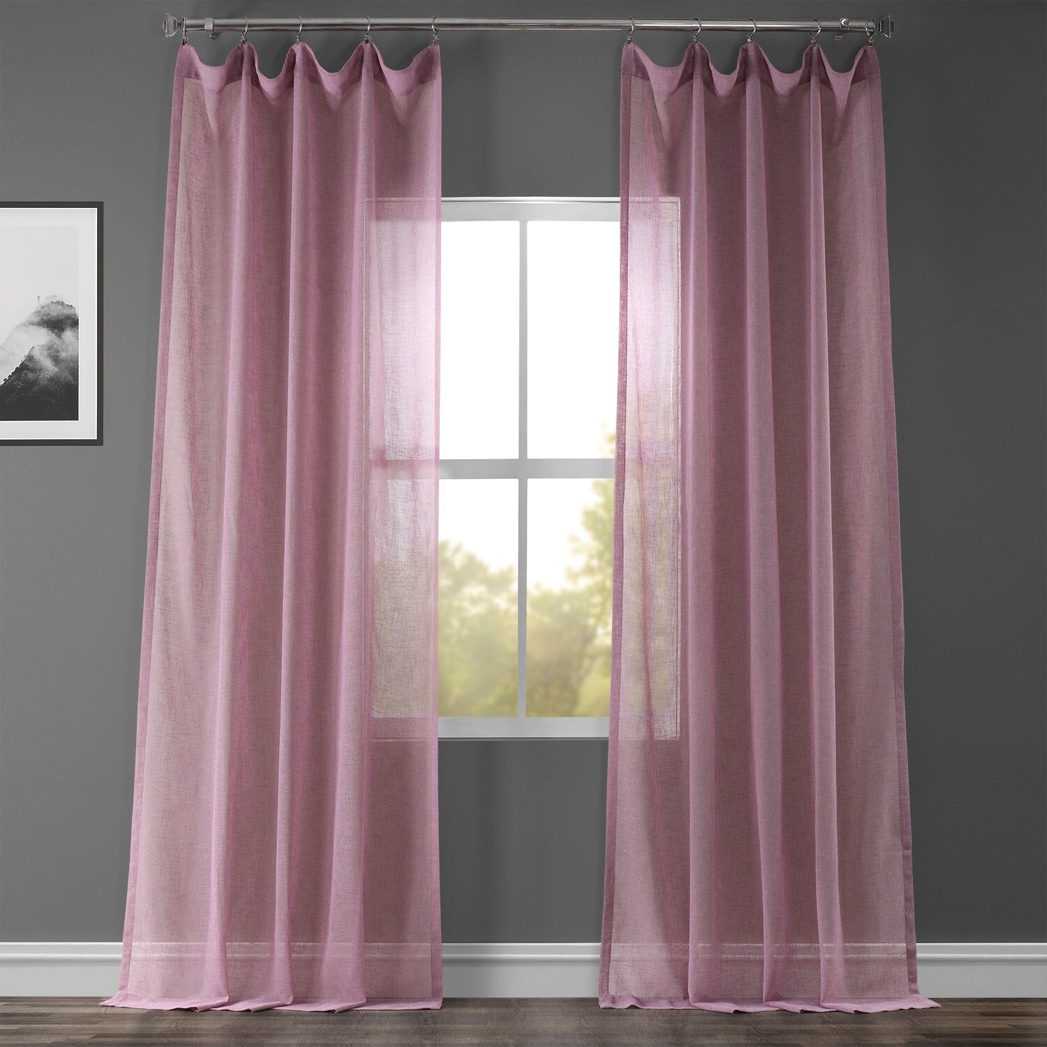 Exclusive Fabrics Solid Faux Linen Sheer Curtain (1 Panel)