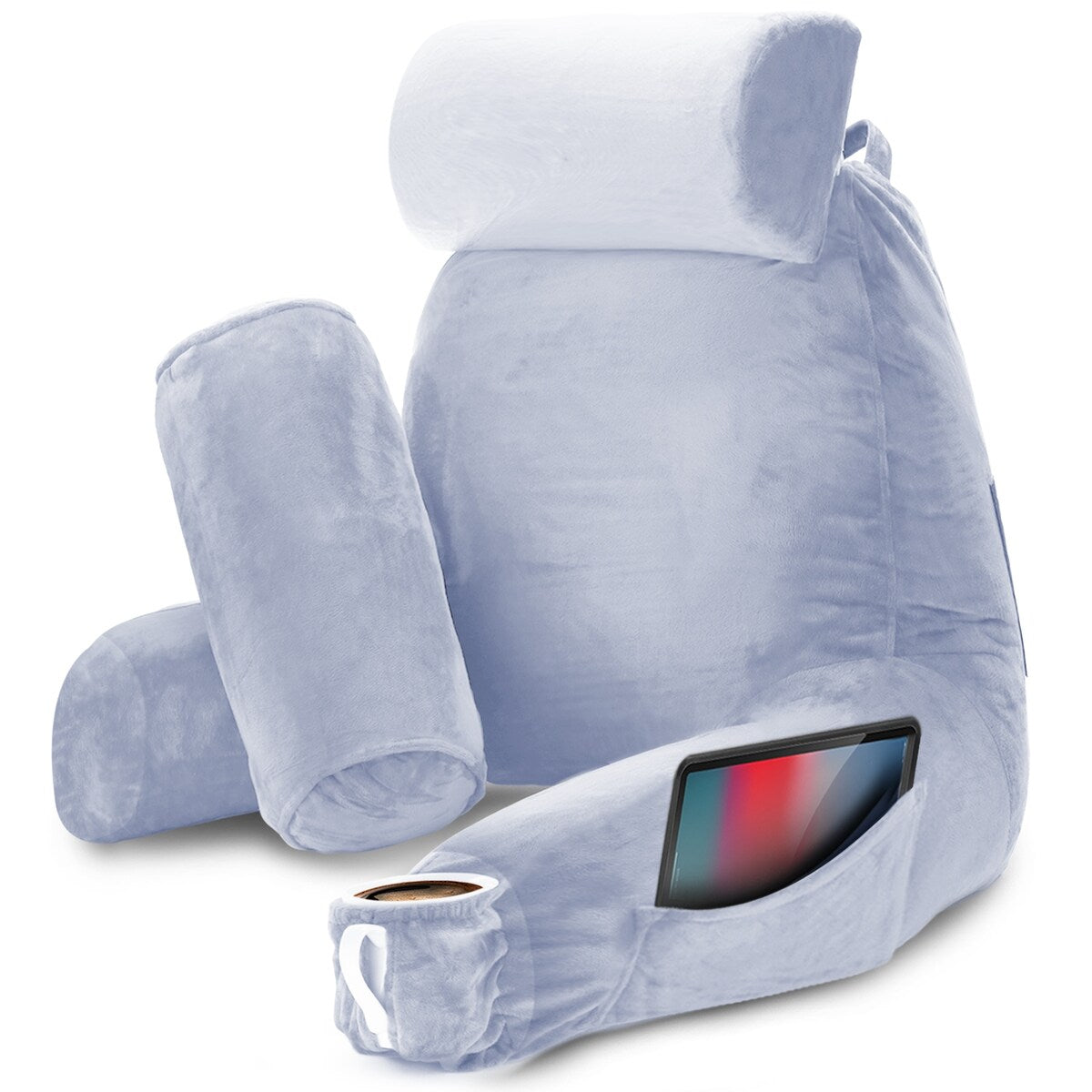 Nestl Memory Foam Reading Pillow with Backrest, Arms and Pockets