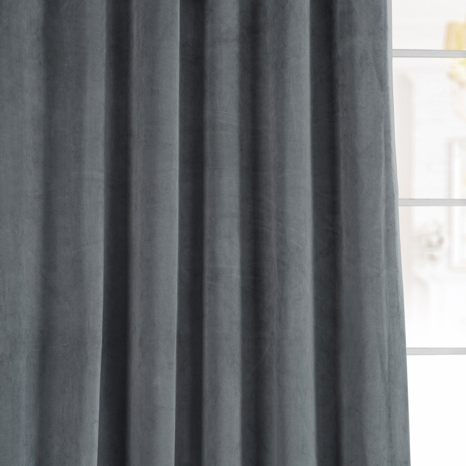 Exclusive Fabrics Natural Grey Velvet Blackout Curtain (1 Panel)