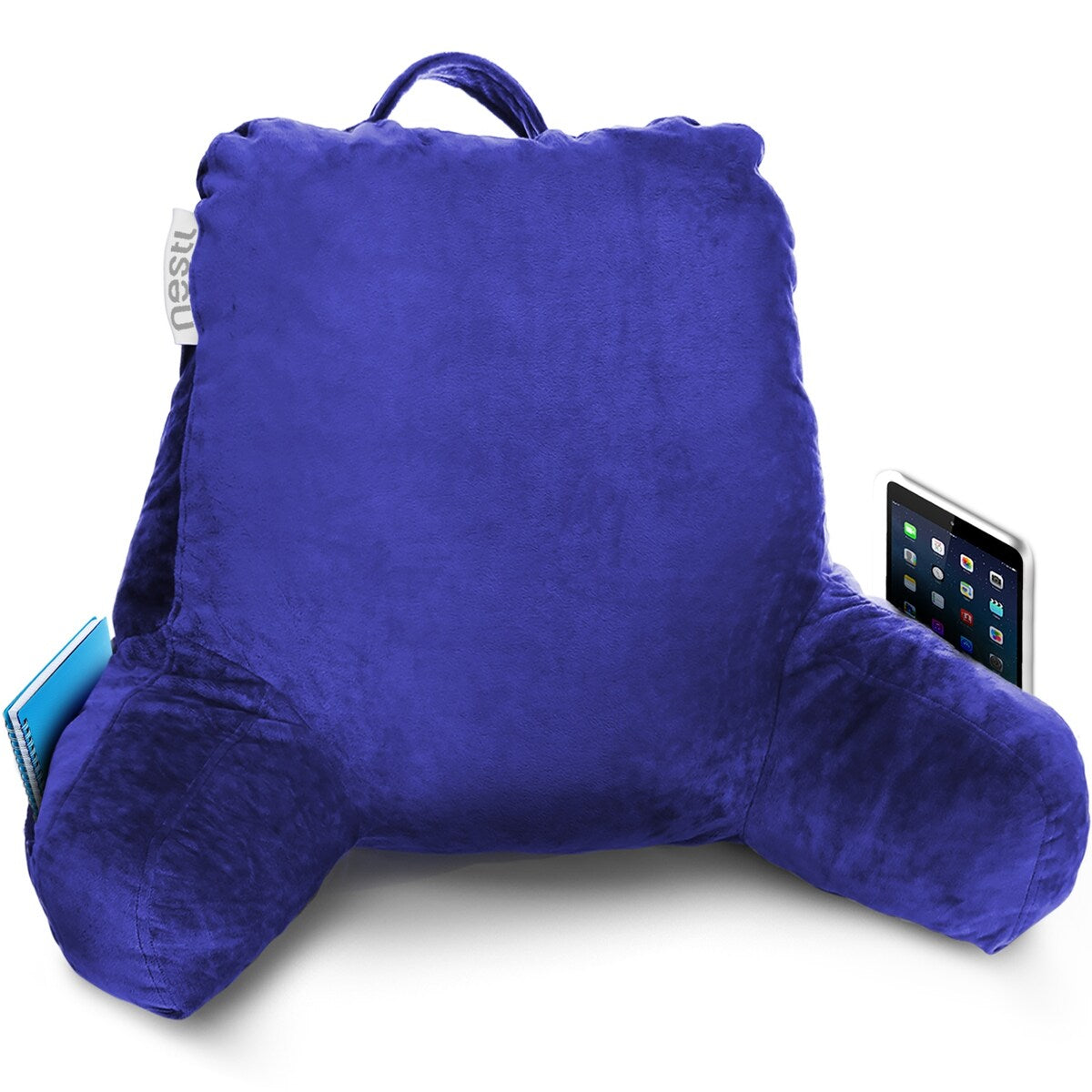 Nestl Memory Foam Reading Pillow with Backrest, Arms and Pockets