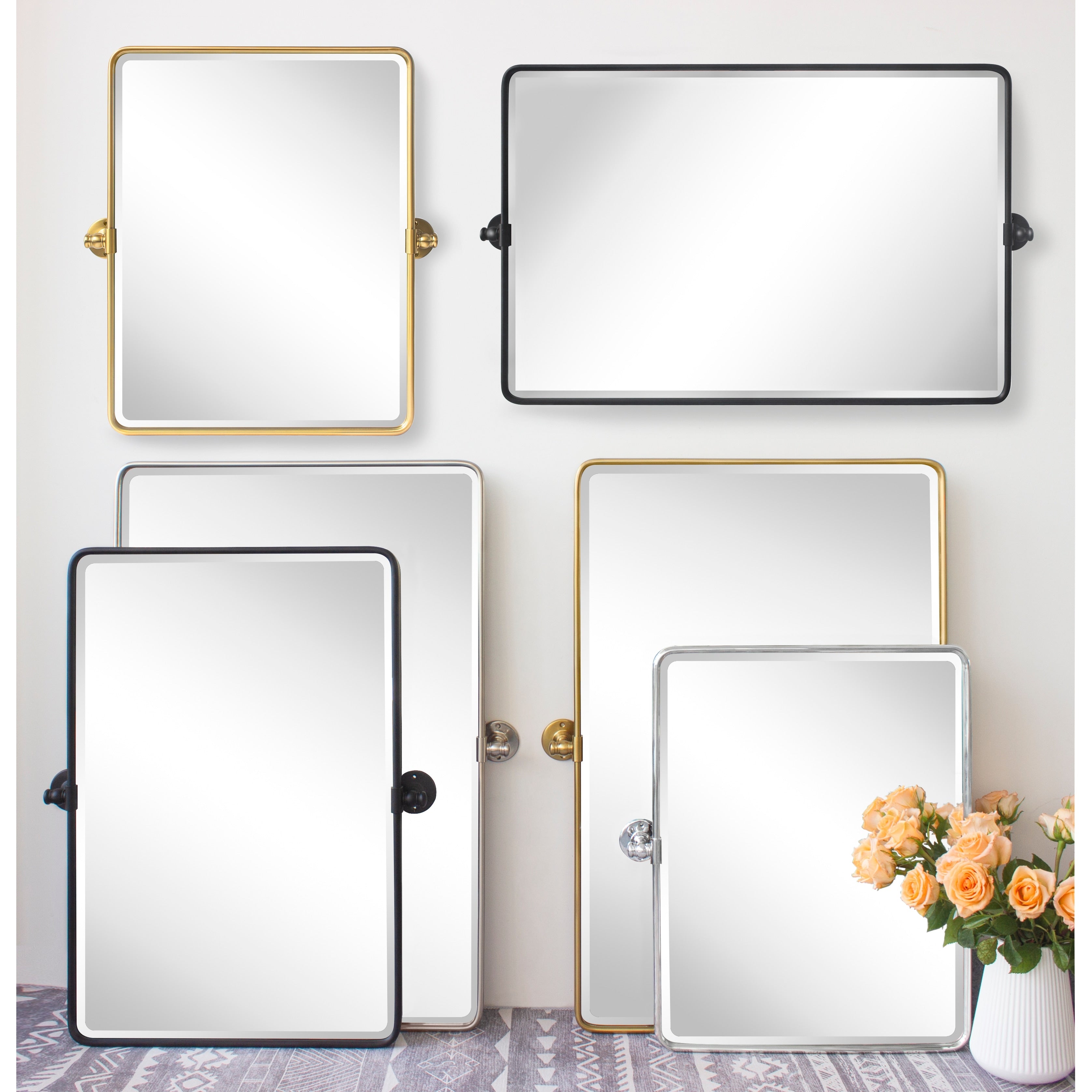 TEHOME Woodvale Rectangle Vertical Metal Wall Mirrors