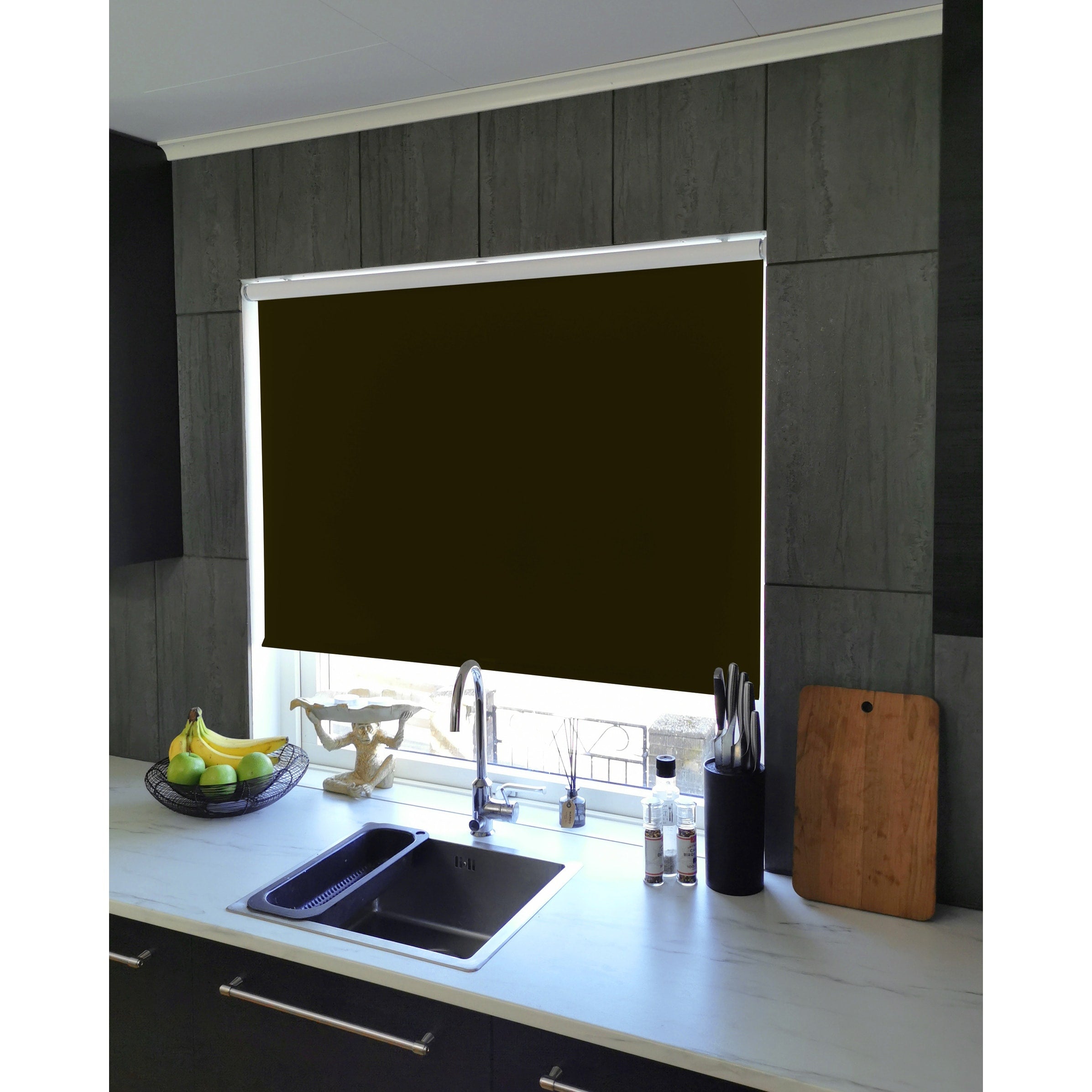 Black Blackout Roller Shade Cordless 74 in. L (Custom Widths Available)