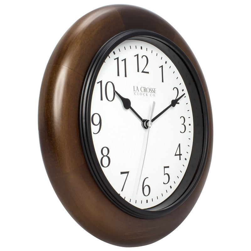 La Crosse Clock 404-2625 10 In Linwood Quartz Wood Wall Clock