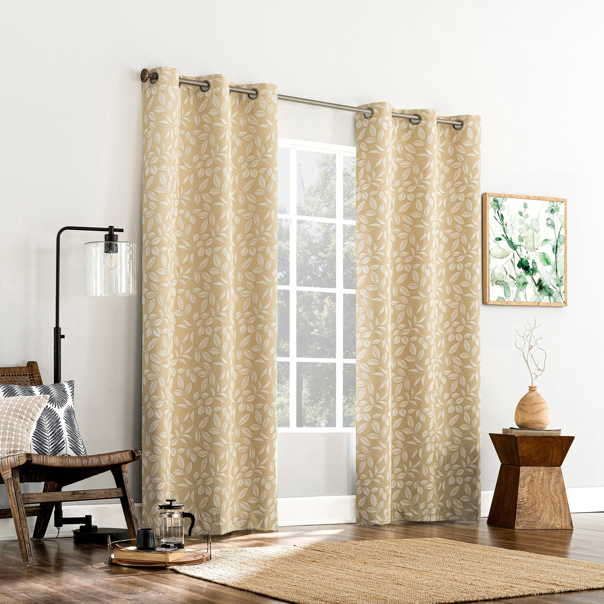 Sun Zero Satti Embroidered Leaf Total Blackout Grommet Curtain Panel, Single Panel