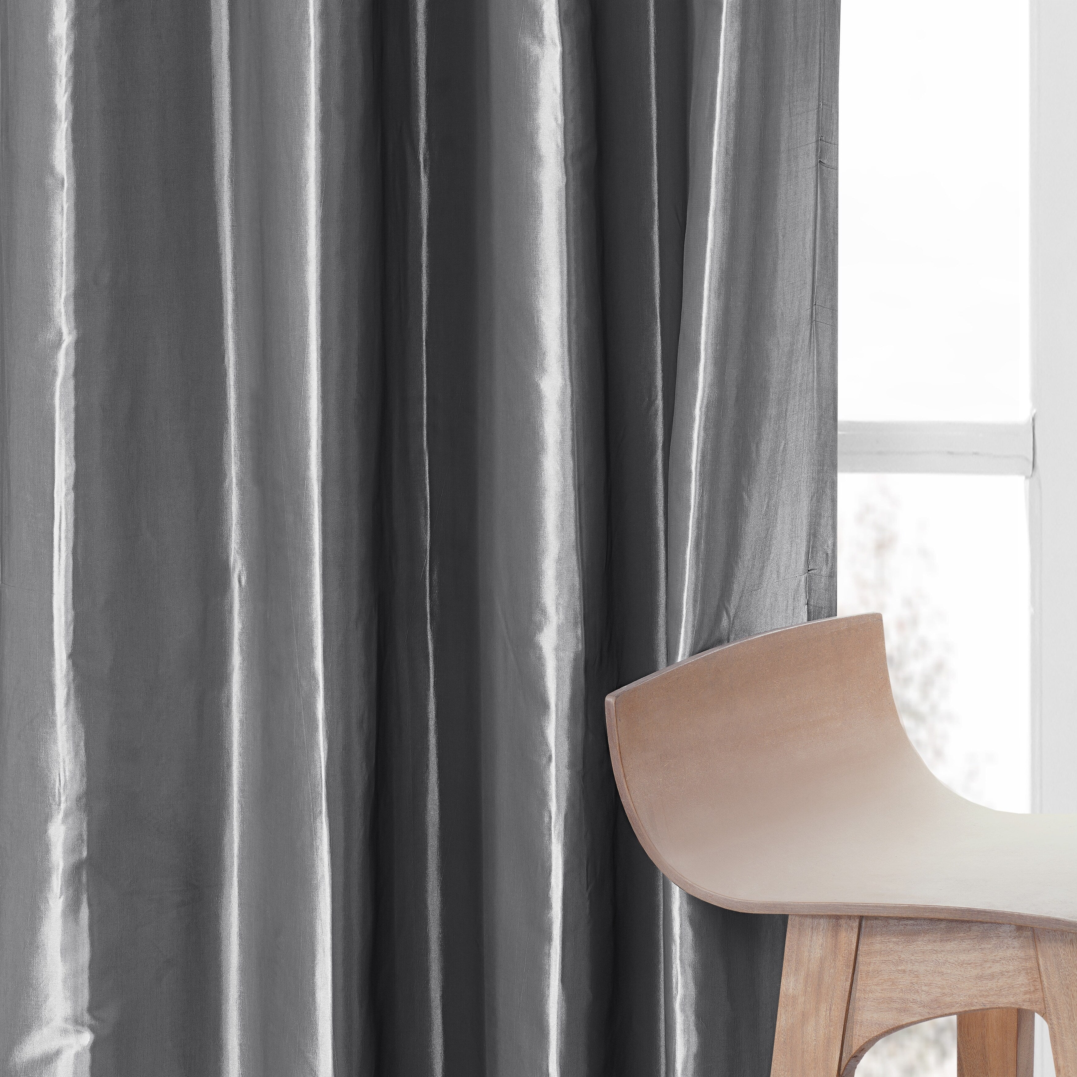 Exclusive Fabrics Single Ruched Faux Solid Taffeta Curtain (1 Panel)