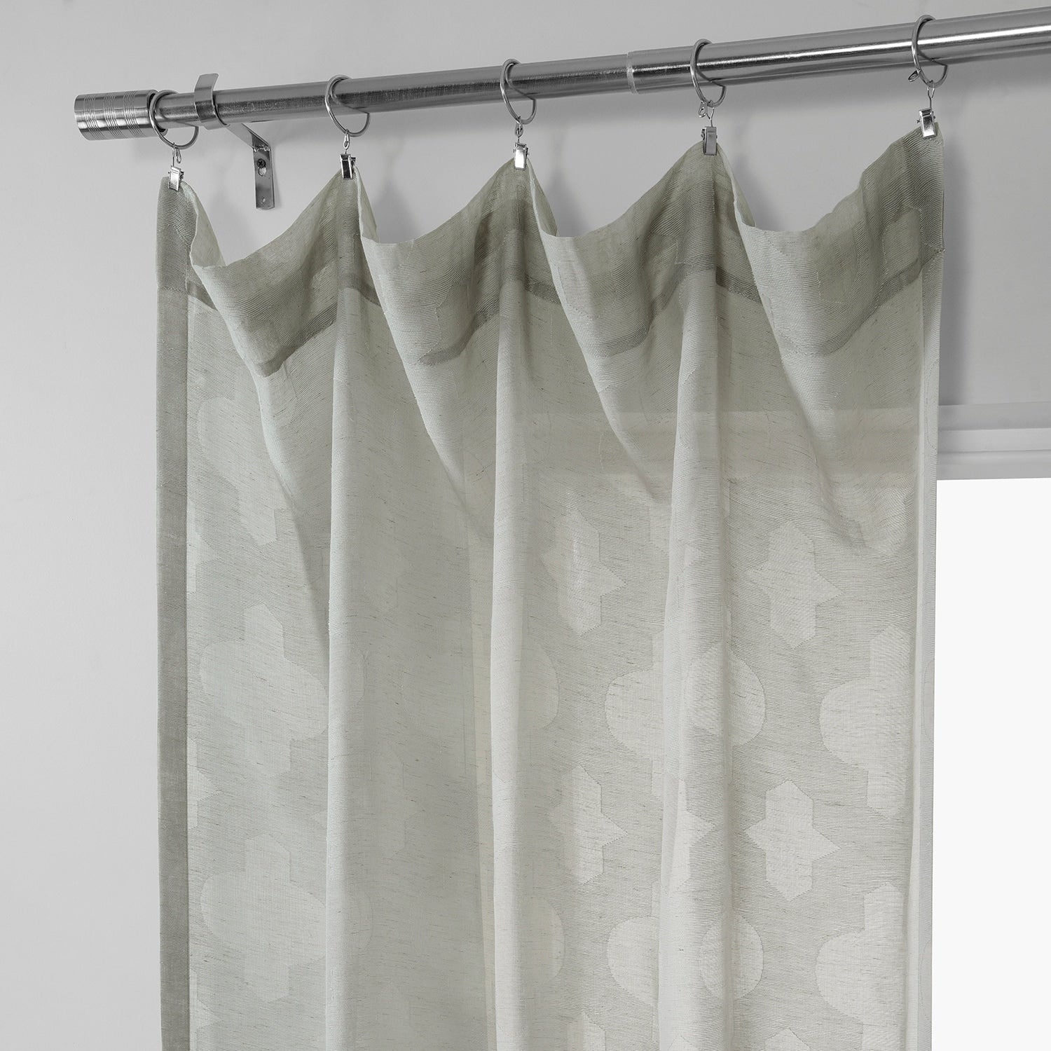 Exclusive Fabrics Calais Tile Patterned Faux Linen Sheer Curtain