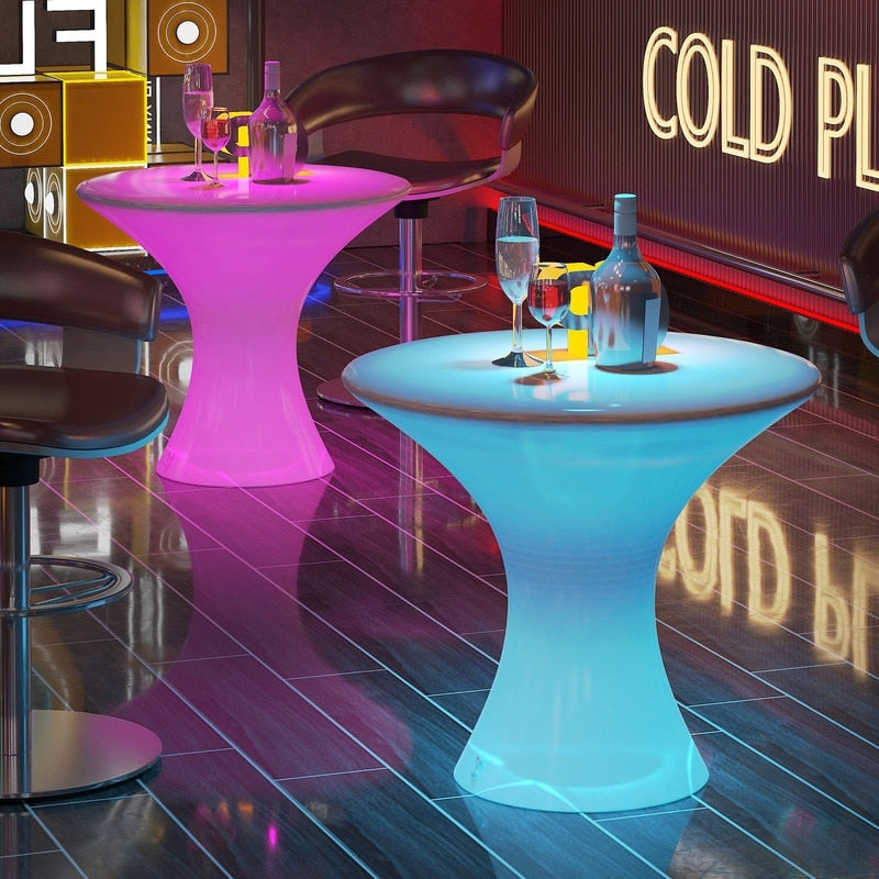 Mixoy Changing Colors LED Cocktail Table,Rechargeable Light Up Wine Table Cordless Pub Table,Home Patio Pool Ambiance Furniture