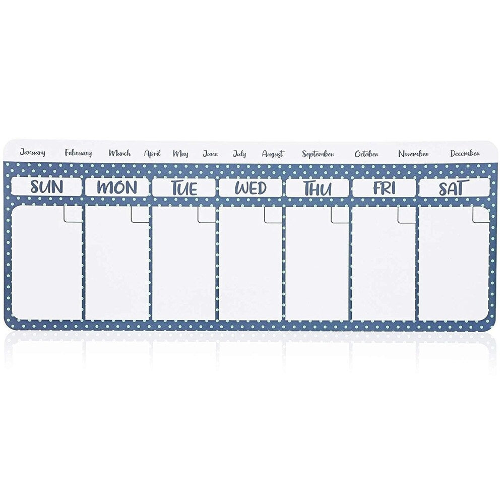 4x Magnetic Dry Erase Polka Dot Refrigerator Calendar White Blue 11 x 4.2 - 11 x 4.2