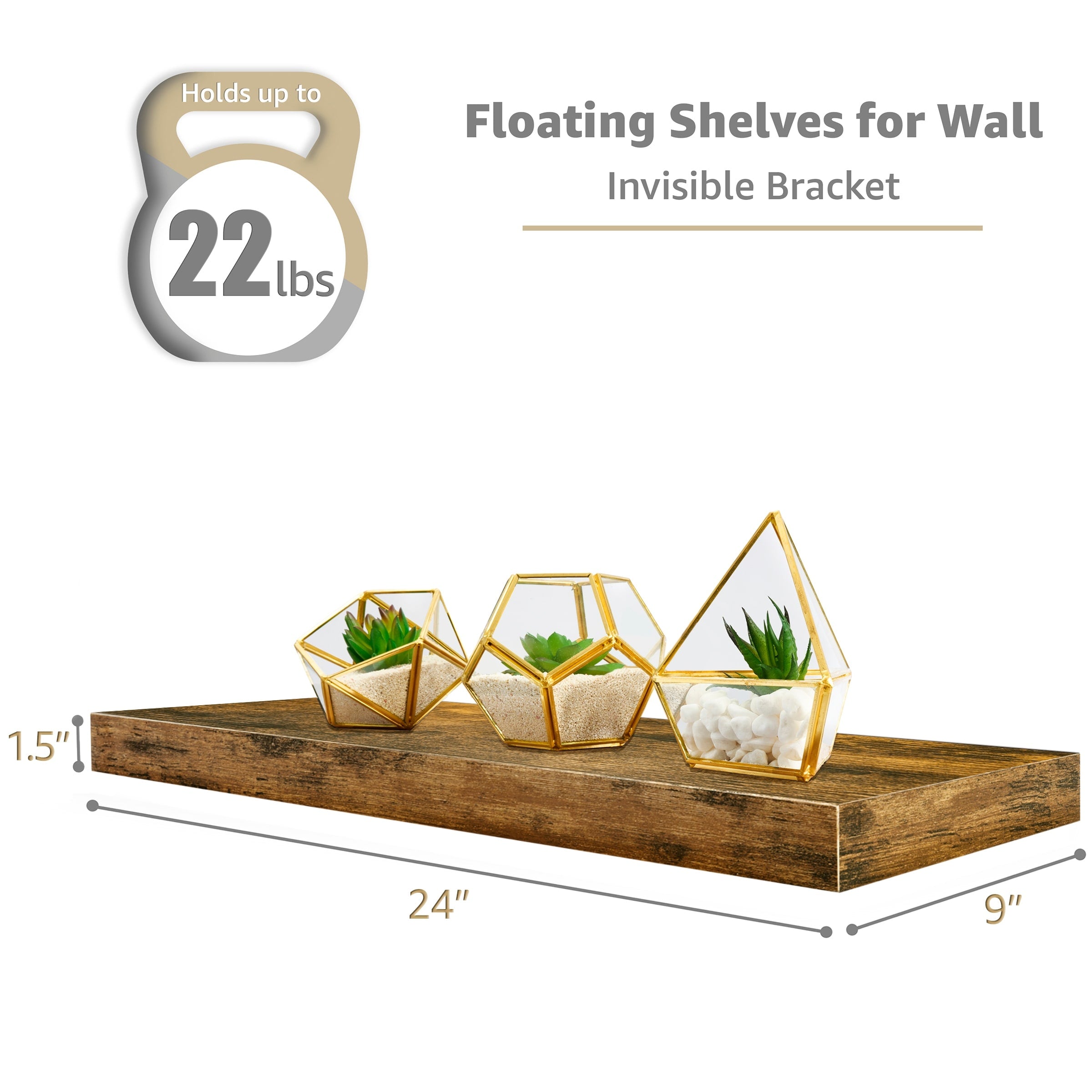 Floating Shelf, Hanging Wall Shelves Decoration Extra Long 24 Inch