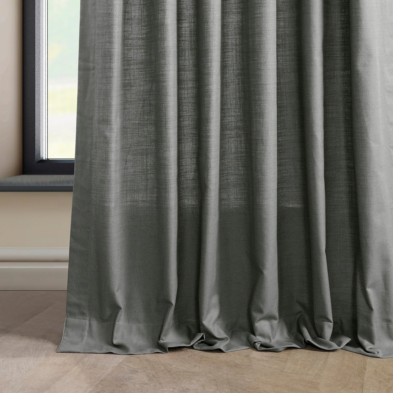 Exclusive Fabrics Dune Textured Solid Cotton Curtain Pair (2 Panels)