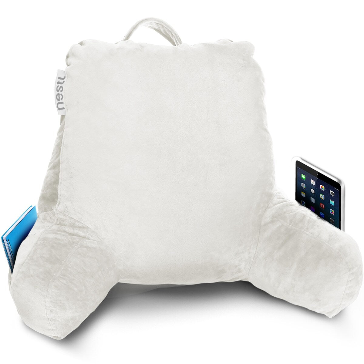 Nestl Memory Foam Reading Pillow with Backrest, Arms and Pockets