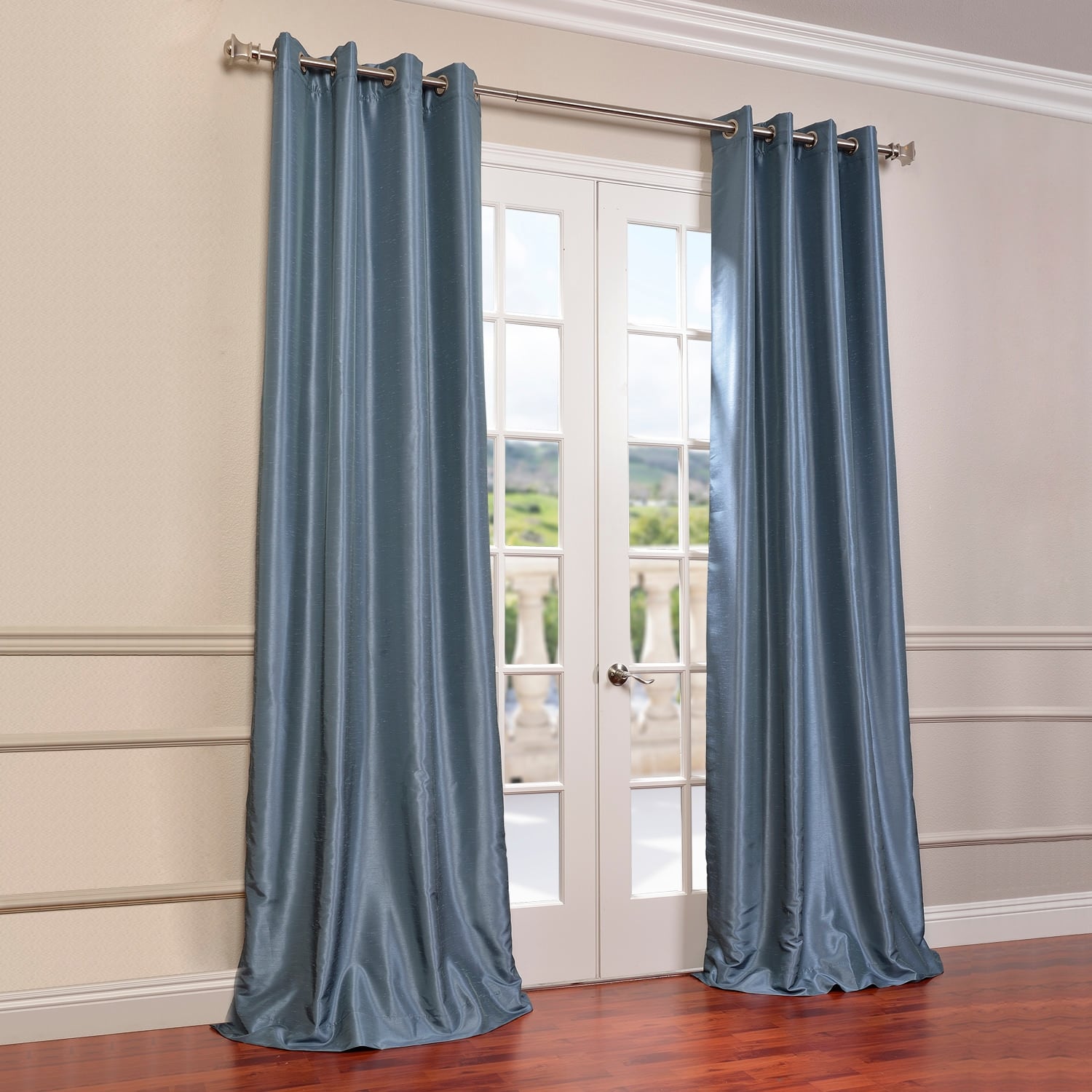 Exclusive Fabrics Textured Dupioni Faux Silk Blackout Grommet Curtain Panel