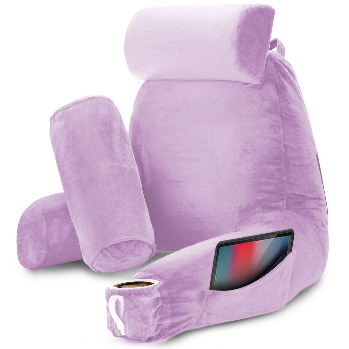 Nestl Memory Foam Reading Pillow with Backrest, Arms and Pockets