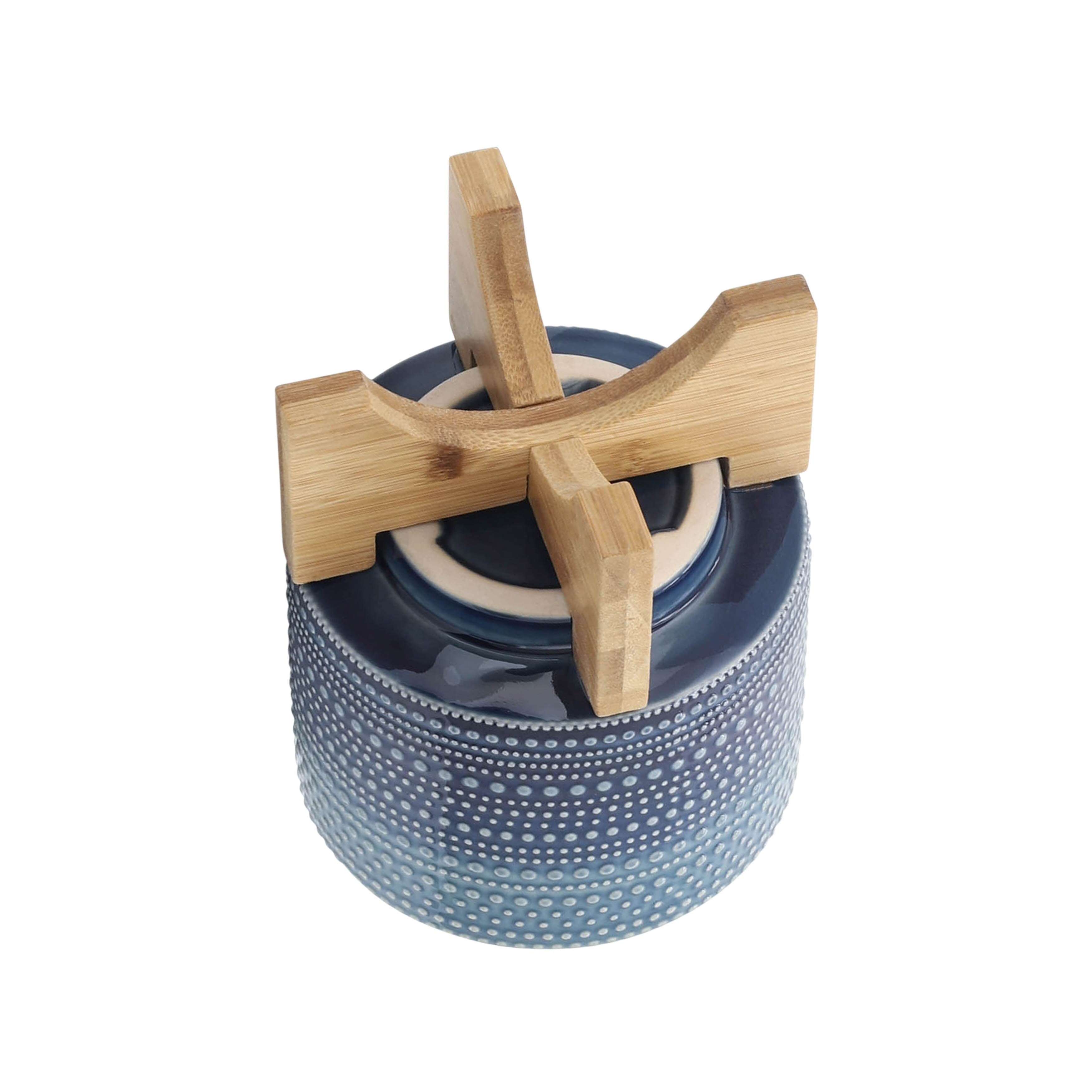 Sagebrook Home Coastal Blue Textured Dotted Handmade Ceramic Planter Pot with Stand