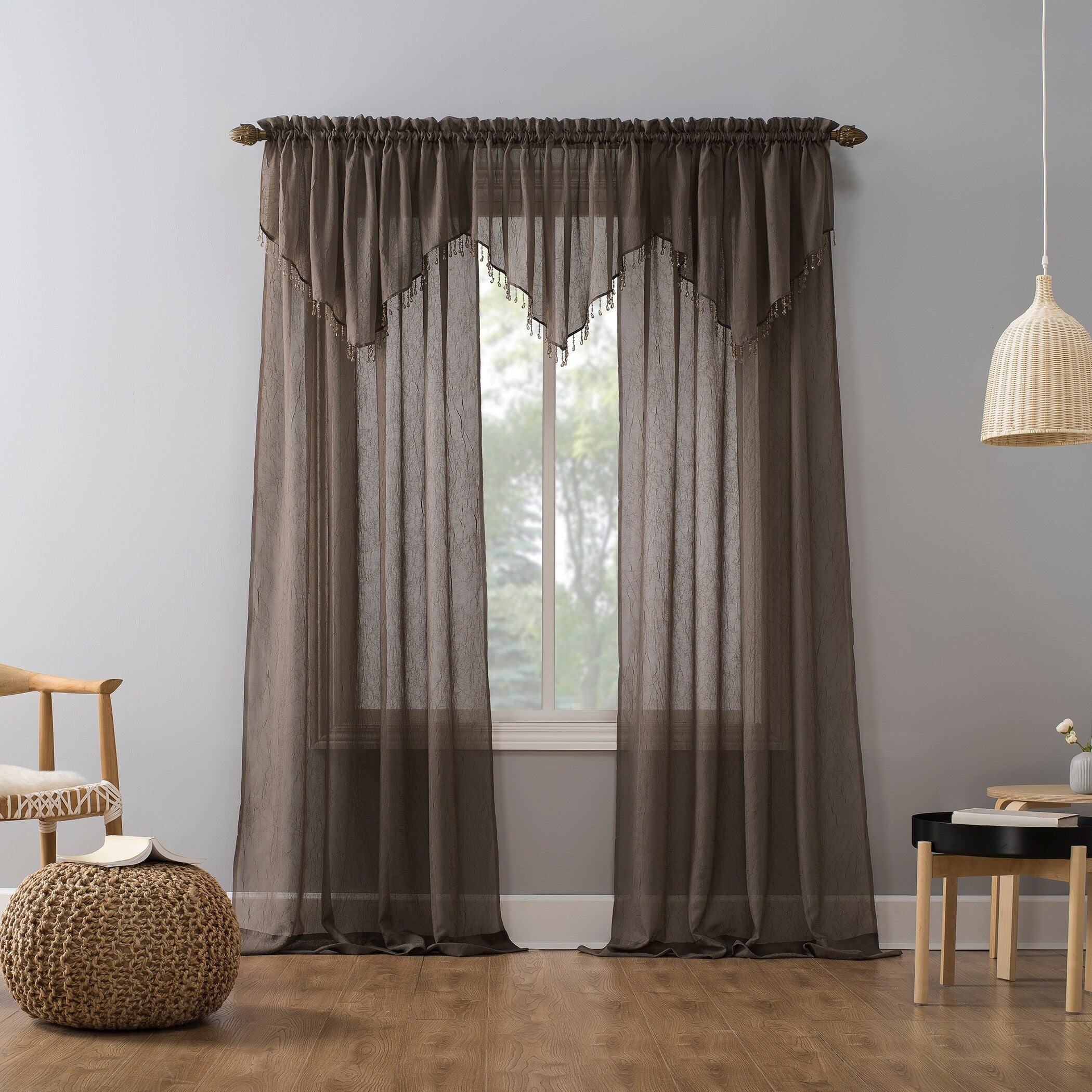 No. 918 Erica Crushed Voile Sheer Rod Pocket 1-Piece Curtain Panel, Single Panel