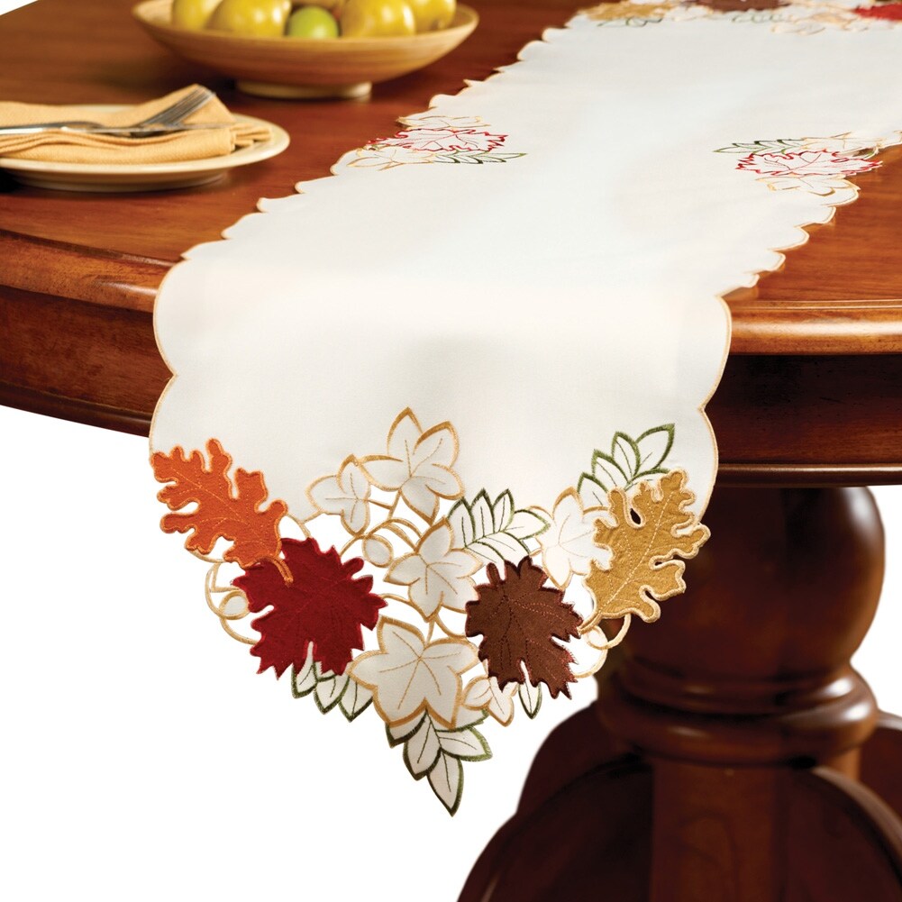 Maple Leaf Embroidered Fall Table Linens