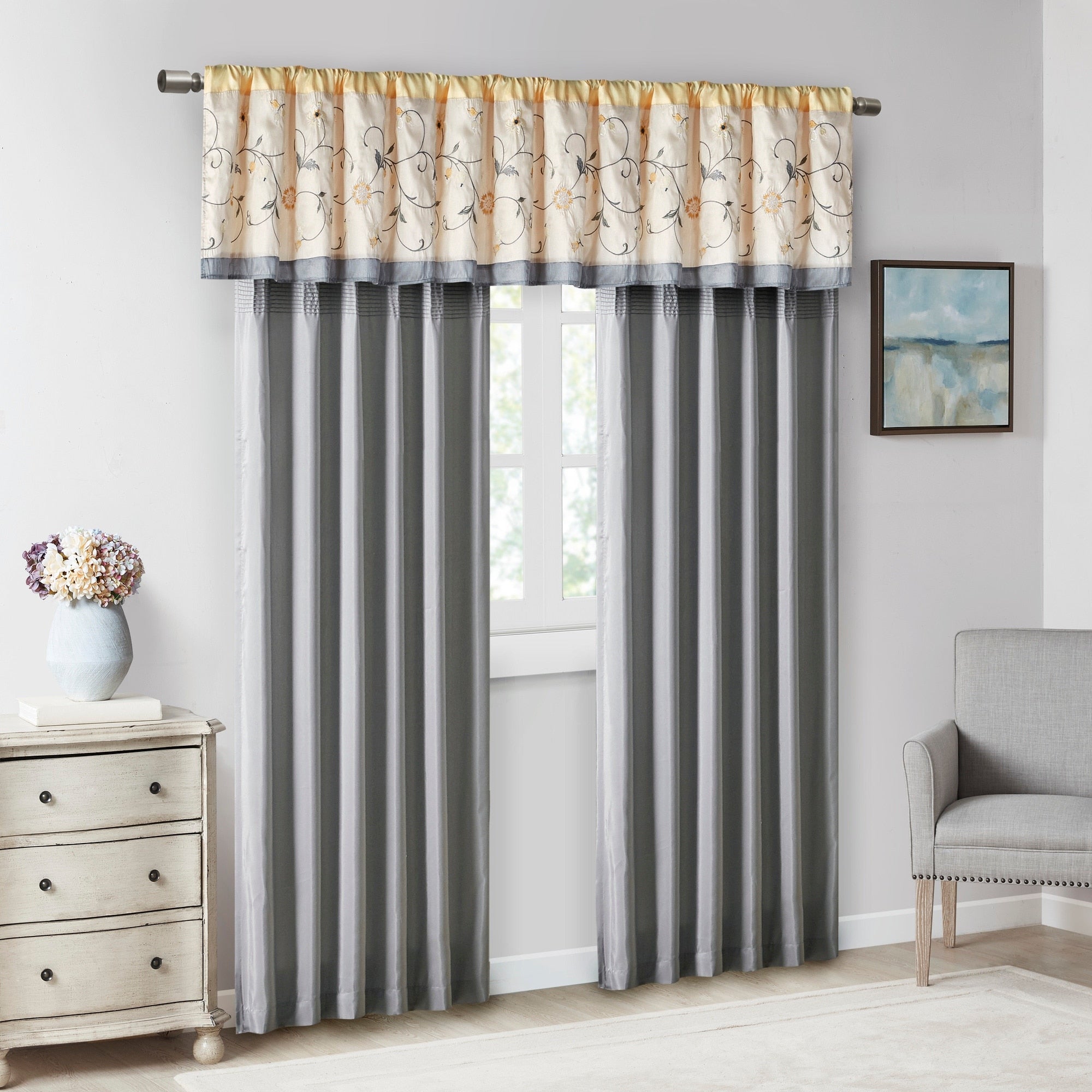 Madison Park Belle Embroidered Window Curtain Panel