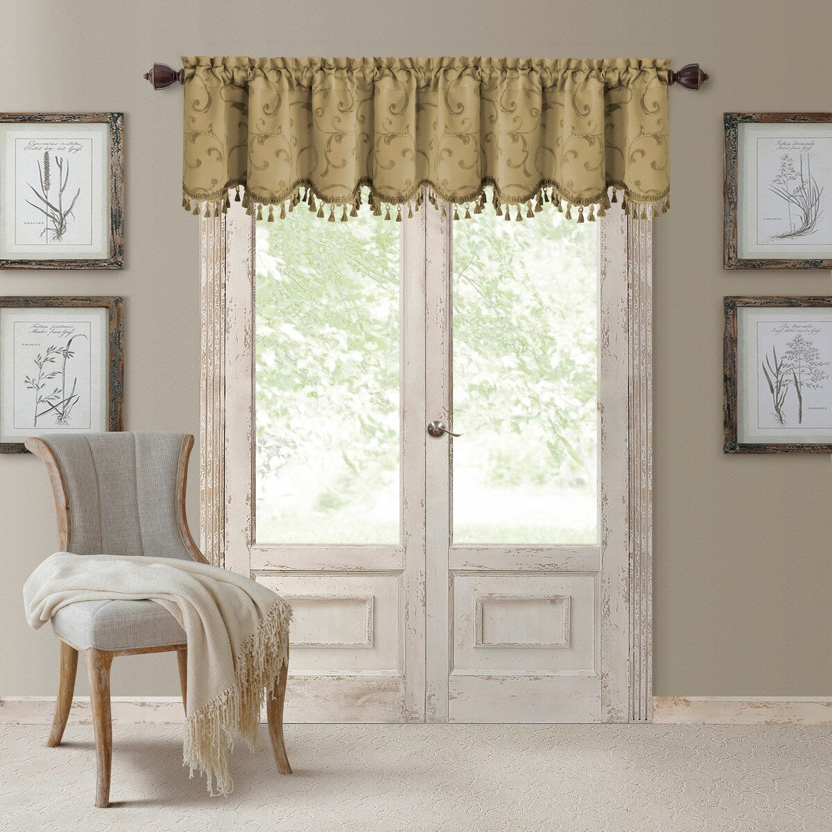 Elrene Mia Jacquard Blackout Scallop Window Valance - 52 w x 19 l