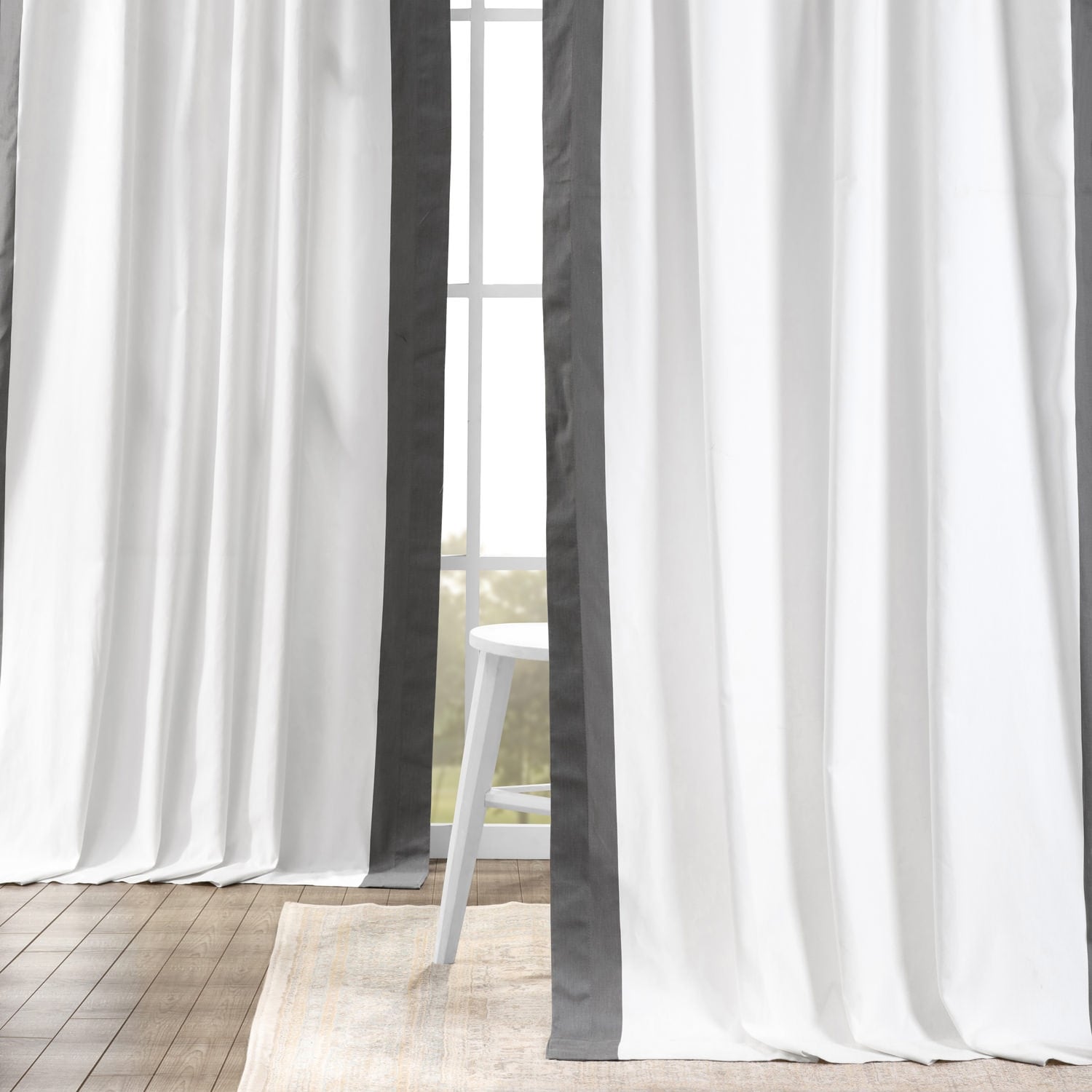 Exclusive Fabrics Urban Borders Vertical Colorblock Panama Cotton Curtain (1 Panel)