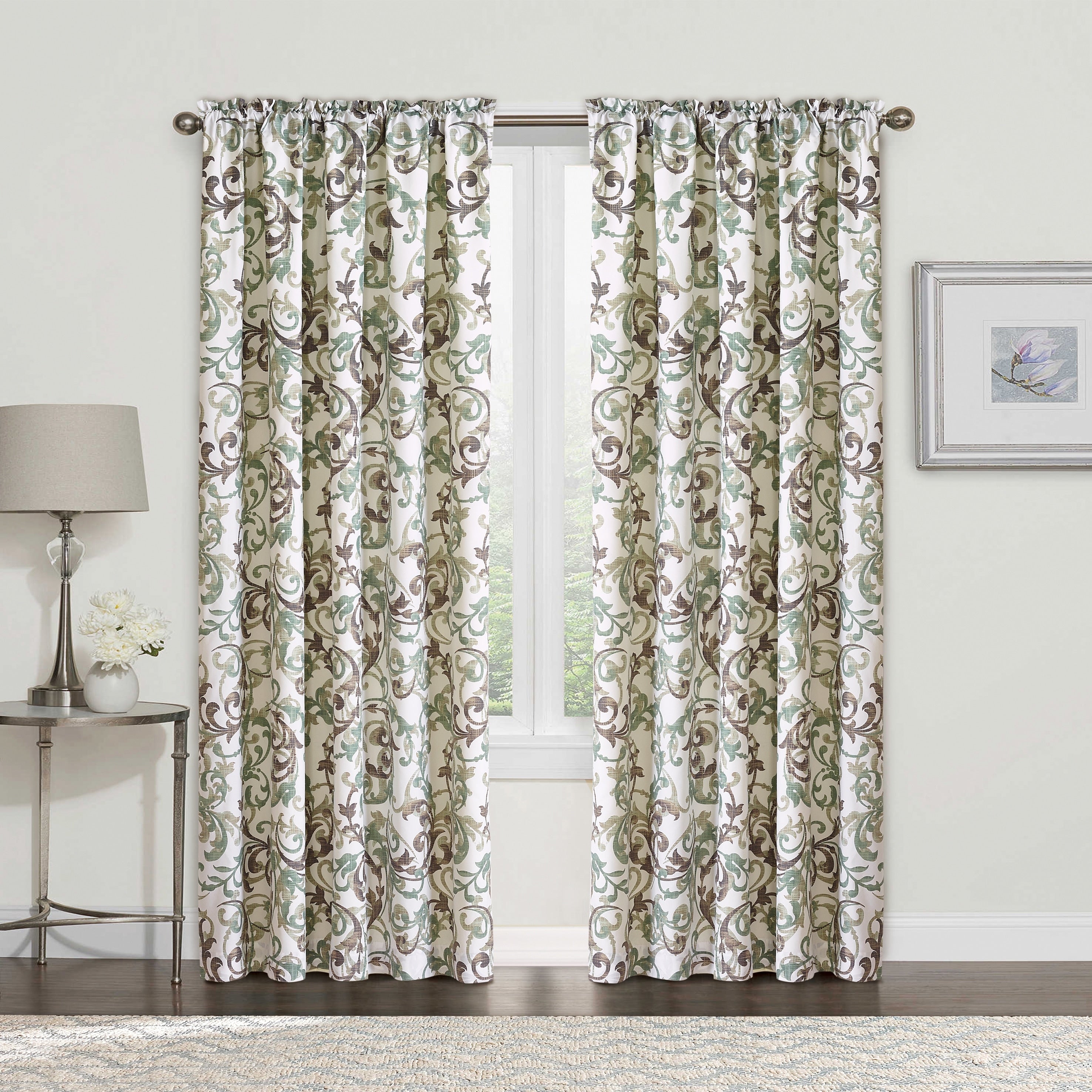 Serenta Ravello Scroll Printed 2 Piece Curtain Set