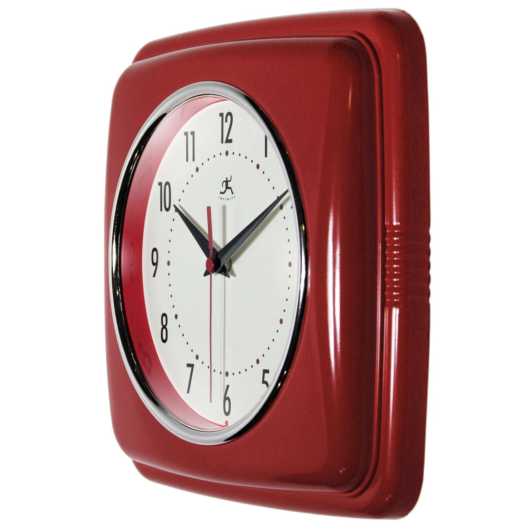 Infinity Instruments Retro 9.25-inch Square Wall Clock - 9.25 x 1.875 x 9.5