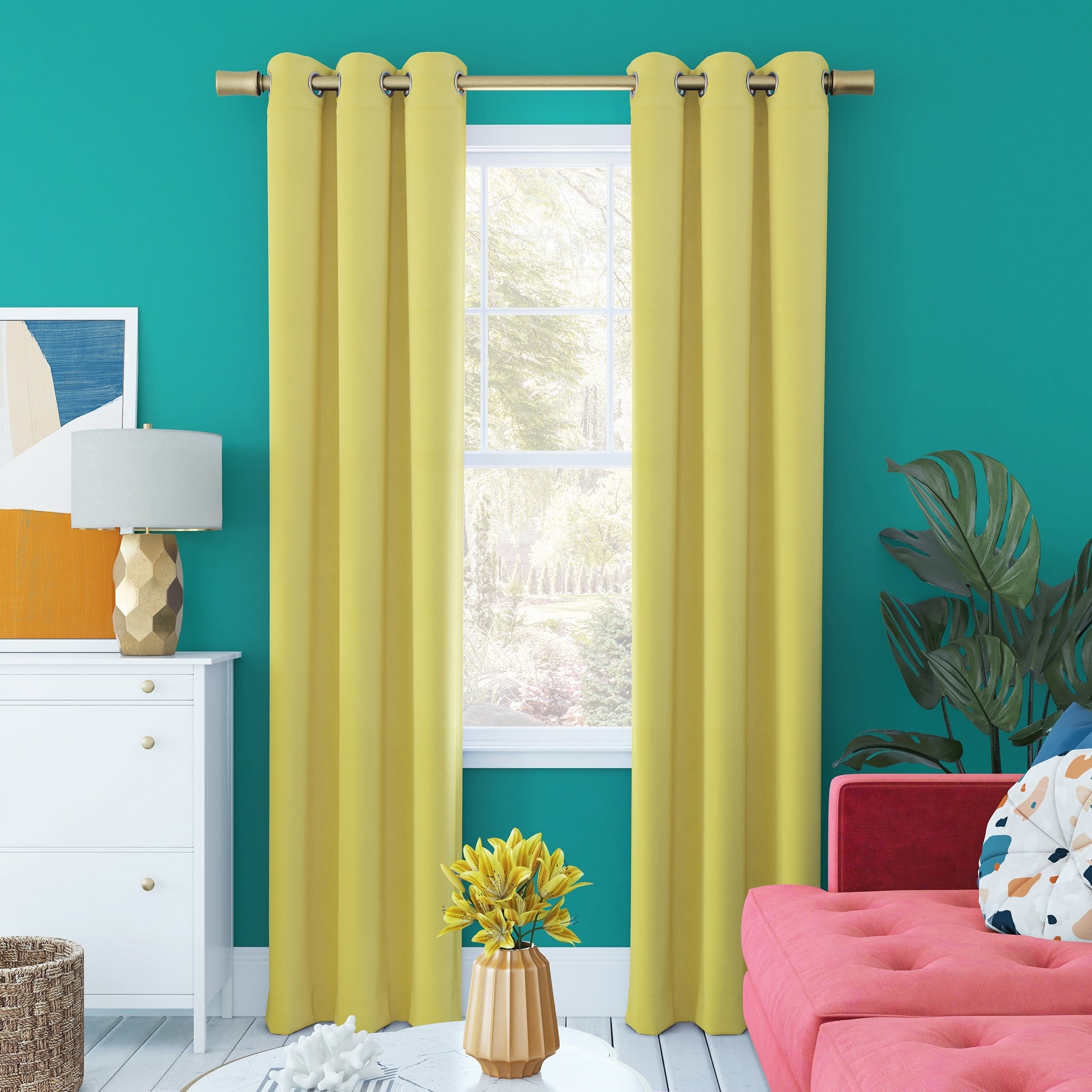 Sun Zero Harper Bright Vibes Total Blackout Grommet Curtain Panel, Single Panel