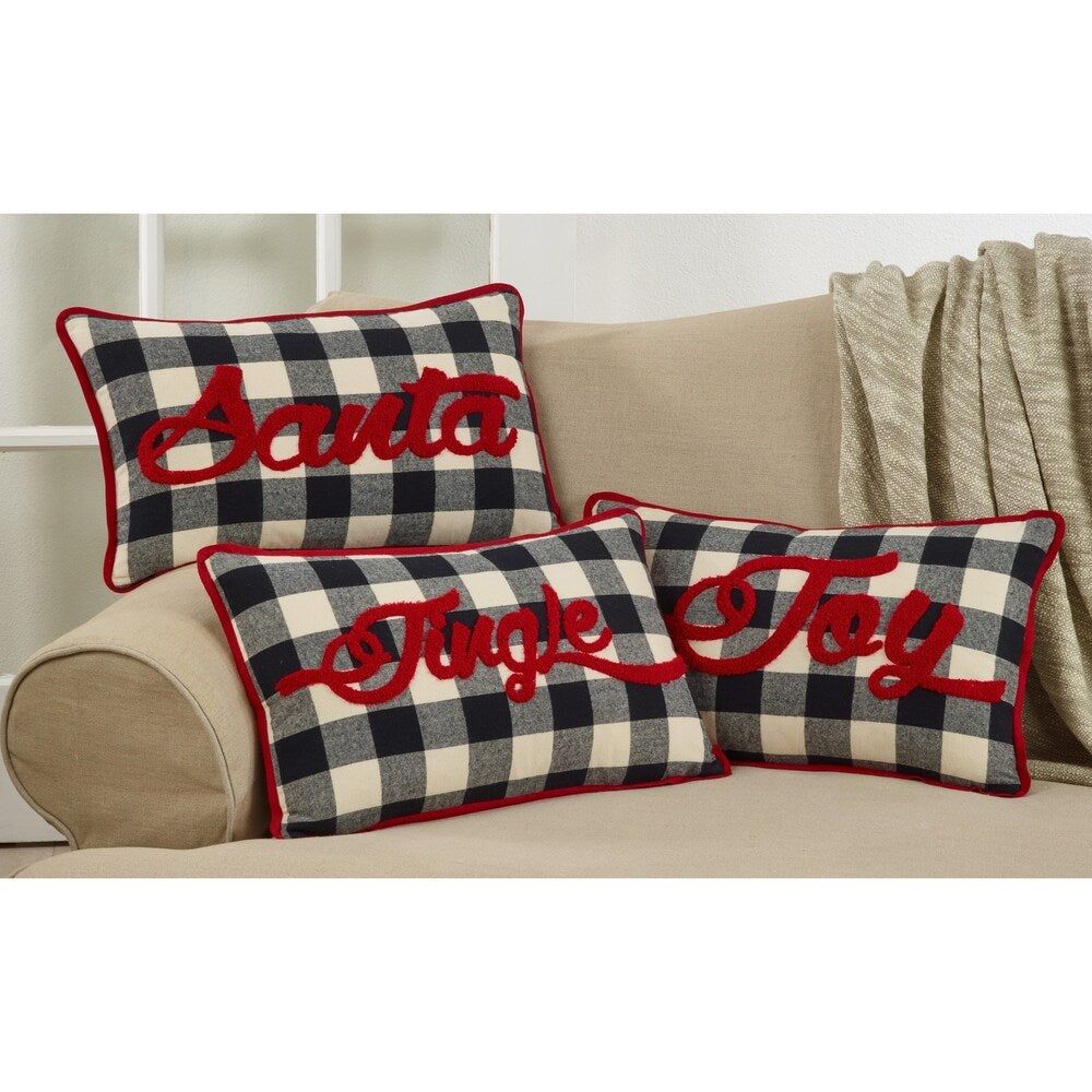 Buffalo Plaid Pillow With Joy Design